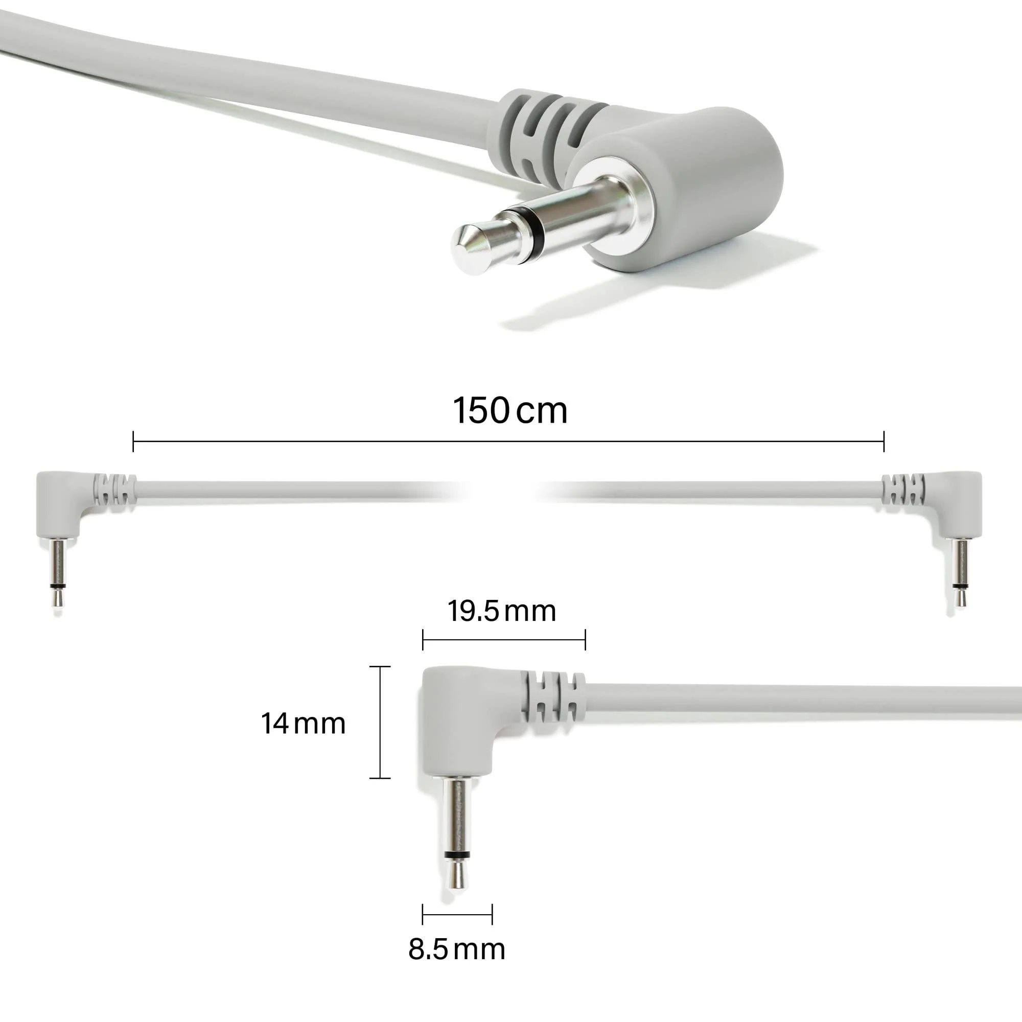 Right Angle Mono Modular Patch Cables TS 3.5mm 1/8 inch Eurorack Synthesizer [13-Pack | 30 cm - 11.81"] 30 cm - 11.81" 13-Pack - Image 2