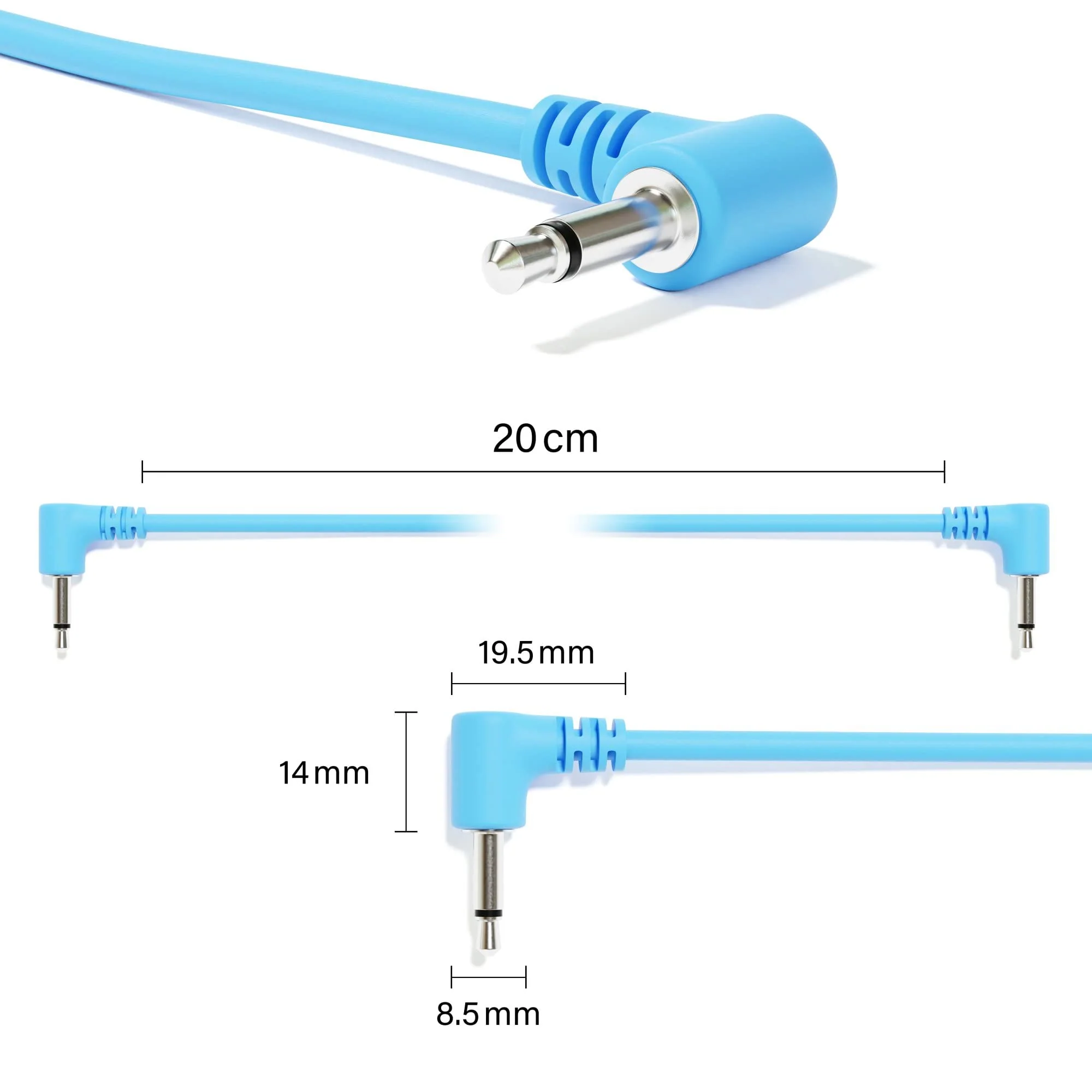 Right Angle Mono Modular Patch Cables TS 3.5mm 1/8 inch Eurorack Synthesizer [6A-Pack | 30 cm - 11.81"] 30 cm - 11.81" 6A-Pack - Image 2