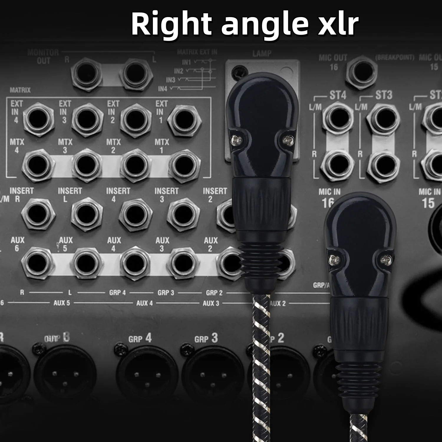 Right Angle XLR Cable,2-Pack Adjustable-Angle Male to Straight Female Microphone Cable,Short XLR Microphone Cable 90 Degree Adapter for Mic Mixer, Recording Studio, Podcast-1FT Angle Male-1FT Black - Image 2