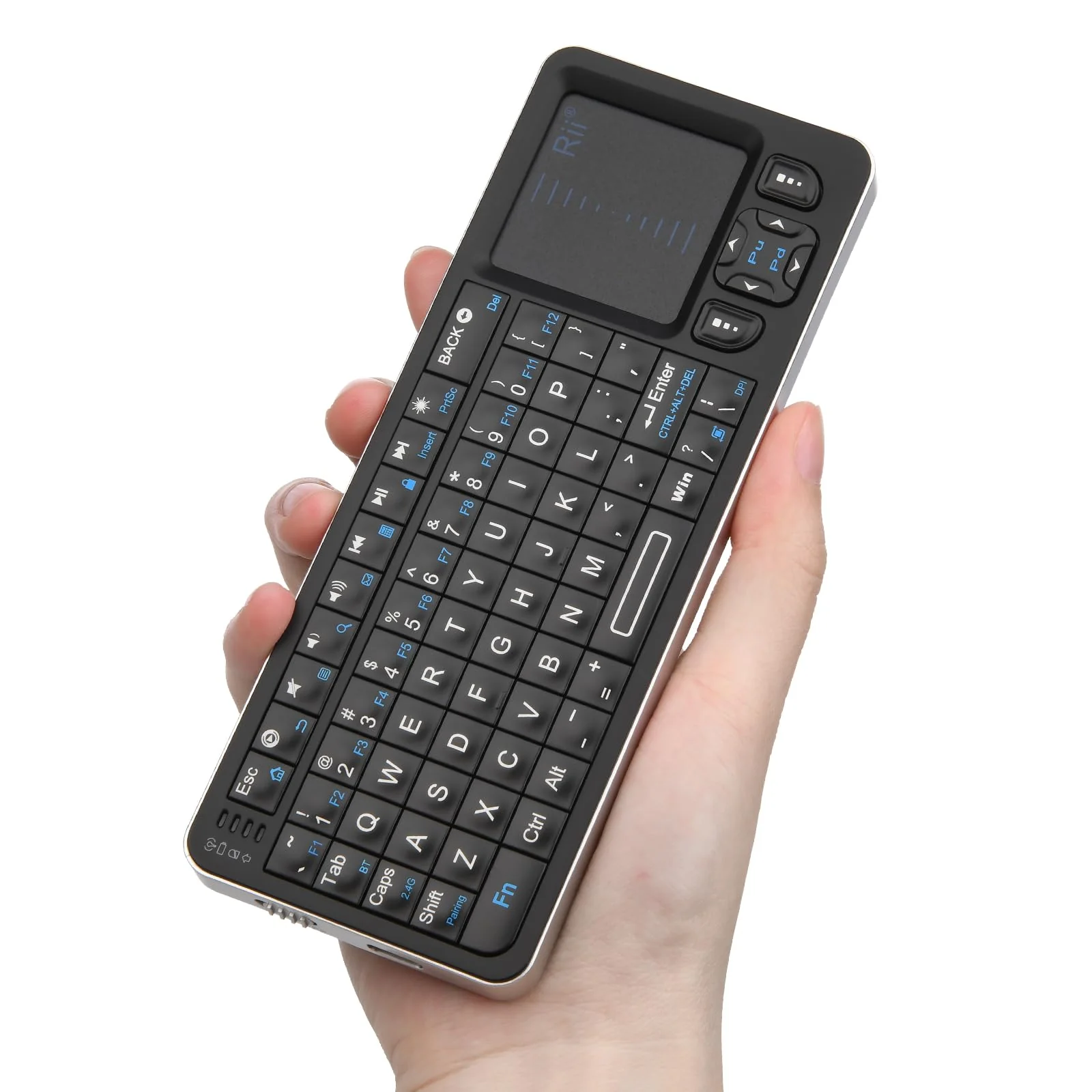 Rii K06 Mini Bluetooth Keyboard,Backlit 2.4GHz Wireless Keyboard with IR Learning, Portable Lightweight with Touchpad Compatible with Android TV Box/Mac/Windows/HTPC/IPTV (2.4G and Bluetooth) - Image 8