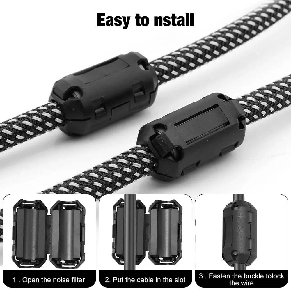 Riisoyu Pack of 40 Ferrite Cores for Cables, Ferrite Ring Core Folding Ferrite Ferrite Clip-on Ferrite Ferrite Cable Clamp for Cable RFI, EMI 3/5/7/9 mm Inner Diameter, Black - Image 6