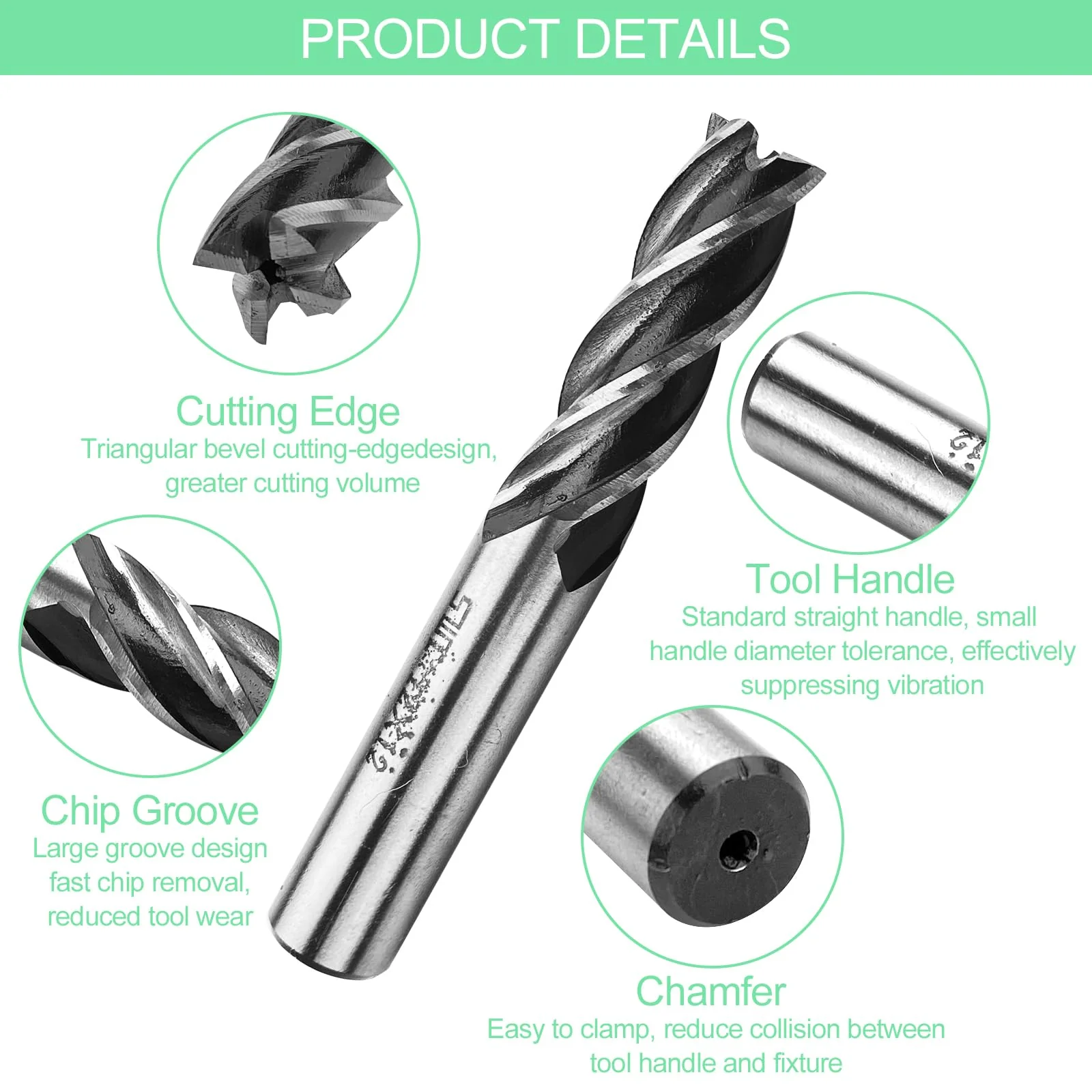 Riloventa 10 Pieces 4 Flute End Mill Cutter High Speed Steel CNC Router Bit Straight Shank Drill Bits CNC Router Bits Groove Cutter Metal with Storage Box for 2/3/4/5/6/7/8/9/10/12mm - Image 3