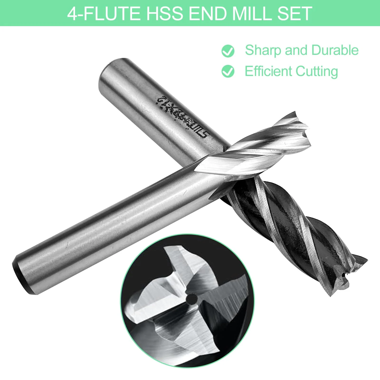 Riloventa 10 Pieces 4 Flute End Mill Cutter High Speed Steel CNC Router Bit Straight Shank Drill Bits CNC Router Bits Groove Cutter Metal with Storage Box for 2/3/4/5/6/7/8/9/10/12mm - Image 5