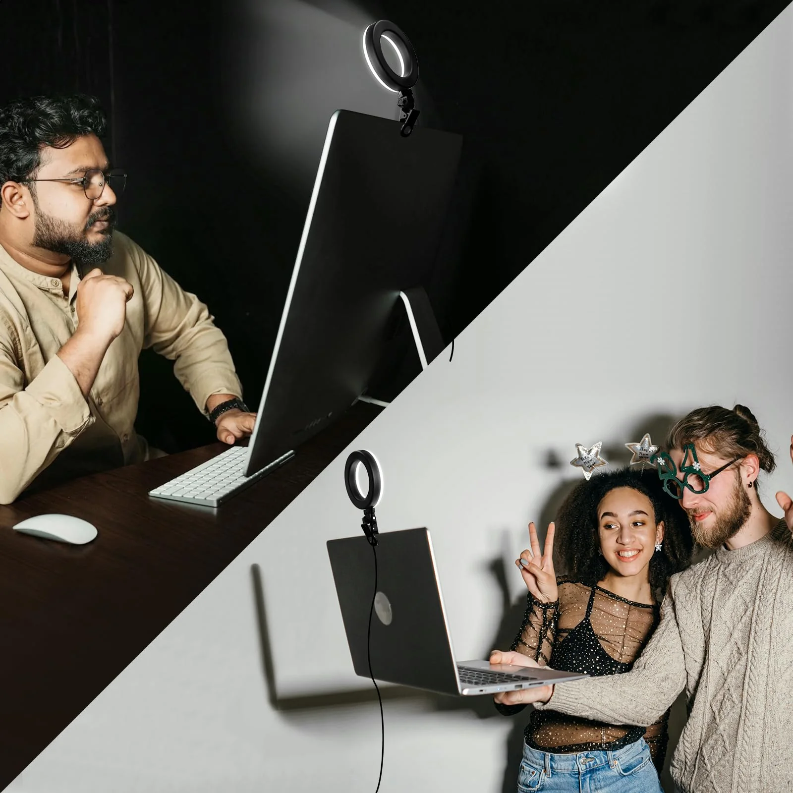 Ring Light Clip on Laptop Monitor, Webcam Light 10 Brightness Level Video Conference Lighting for Remote Working/Zoom Calls/Self Broadcasting/Live Streaming/Video Recording/TikTok Black - Image 3