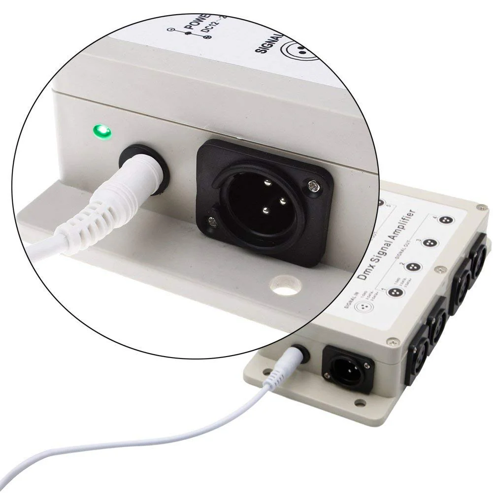 RioRand DMX512 LED Signal Splitter Amplifier Distributor 1 Way in 8-Channel 3-Pin Output with Signal Indicator - Image 2