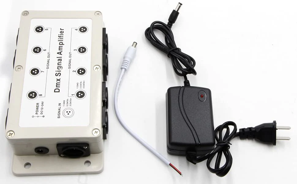 RioRand DMX512 LED Signal Splitter Amplifier Distributor 1 Way in 8-Channel 3-Pin Output with Signal Indicator - Image 8