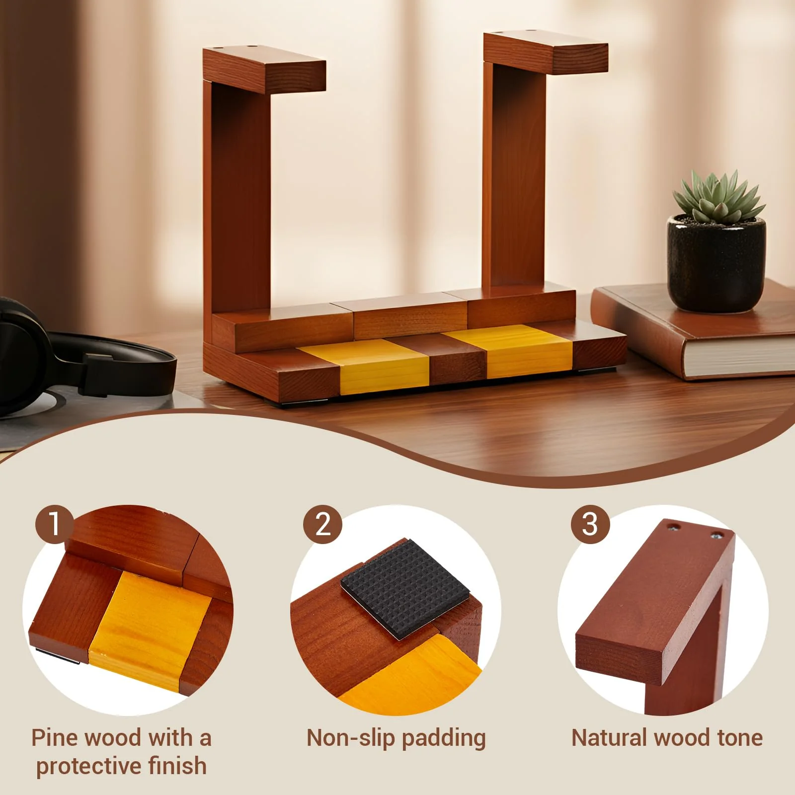 Ripeng Wooden Trumpet Stand Horizontal Trumpet Holder for All Musicians Unique Gift, 9.5 x 4.7 x 7.8 Inch, Trombone Accessories - Image 4