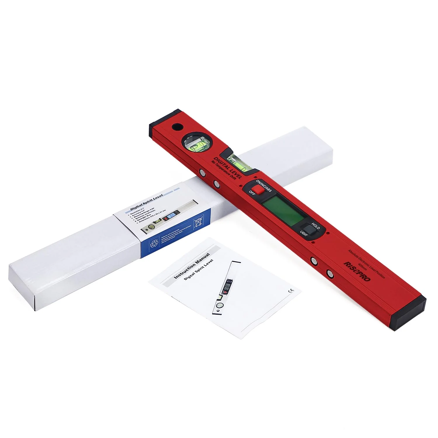 RISEPRO 42cm Digital Torpedo Level Inclinometer Angle Finder Gauge Spirit Level Magnetic Base Backlight Red - Image 7