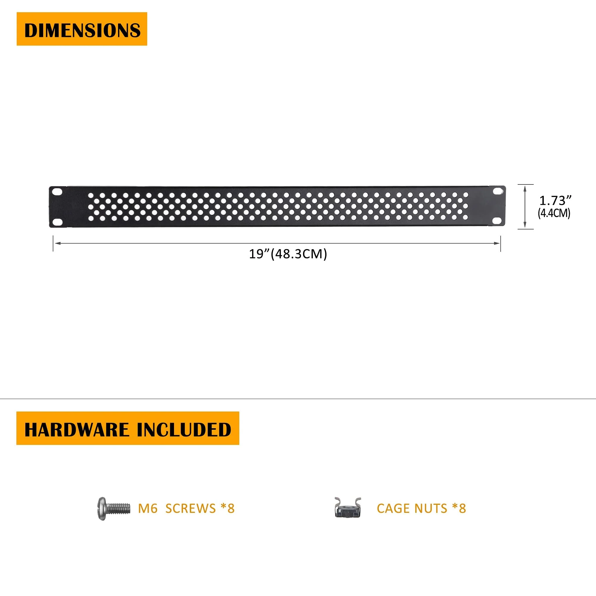 RIVECO 1U Vented Blank Panels for Rack & Cabinets Front Cover Panel 19-Inch Server & Network Rack Mount 2pcs Black - Image 2