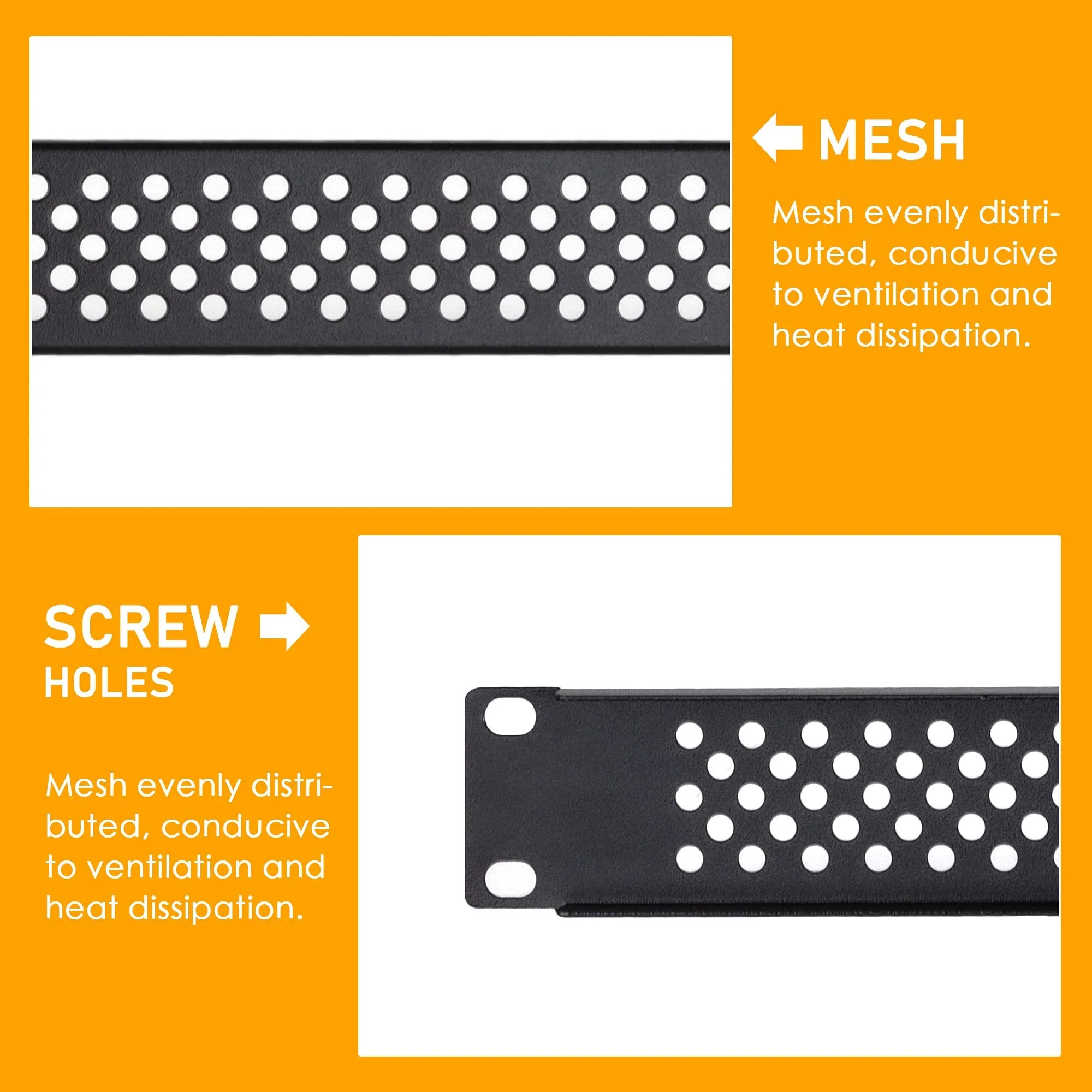 RIVECO 1U Vented Blank Panels for Rack & Cabinets Front Cover Panel 19-Inch Server & Network Rack Mount 2pcs Black - Image 3