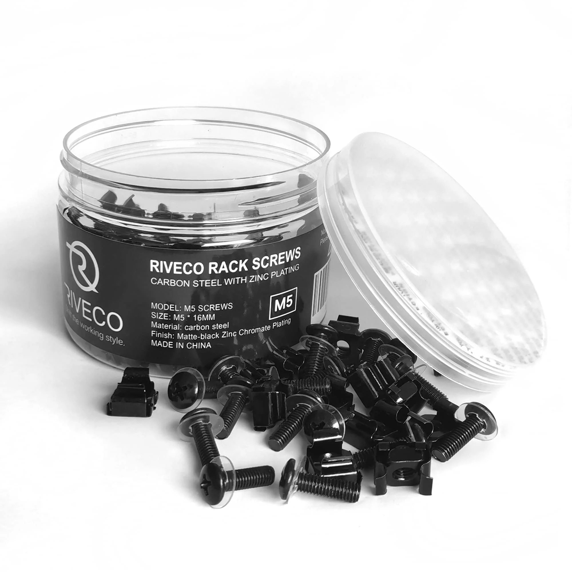 RIVECO M5 Rack Screws & Cage Nuts for Server Cabinets & Racks Mounting Network Equipment Clip Nuts 50 Sets Black M5 Screws + Cage Nuts - Image 2