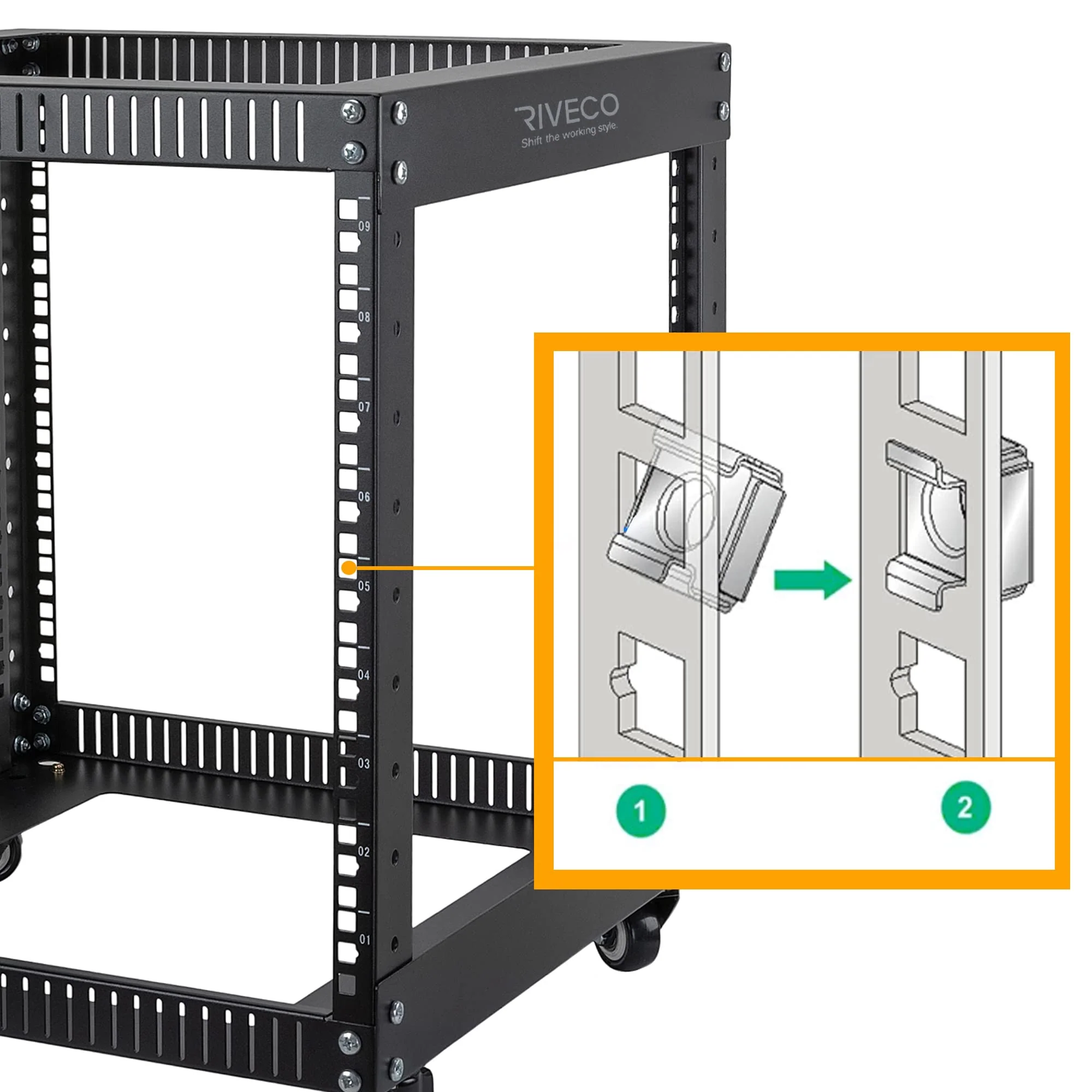 RIVECO M5 Rack Screws & Cage Nuts for Server Cabinets & Racks Mounting Network Equipment Clip Nuts 50 Sets Black M5 Screws + Cage Nuts - Image 4