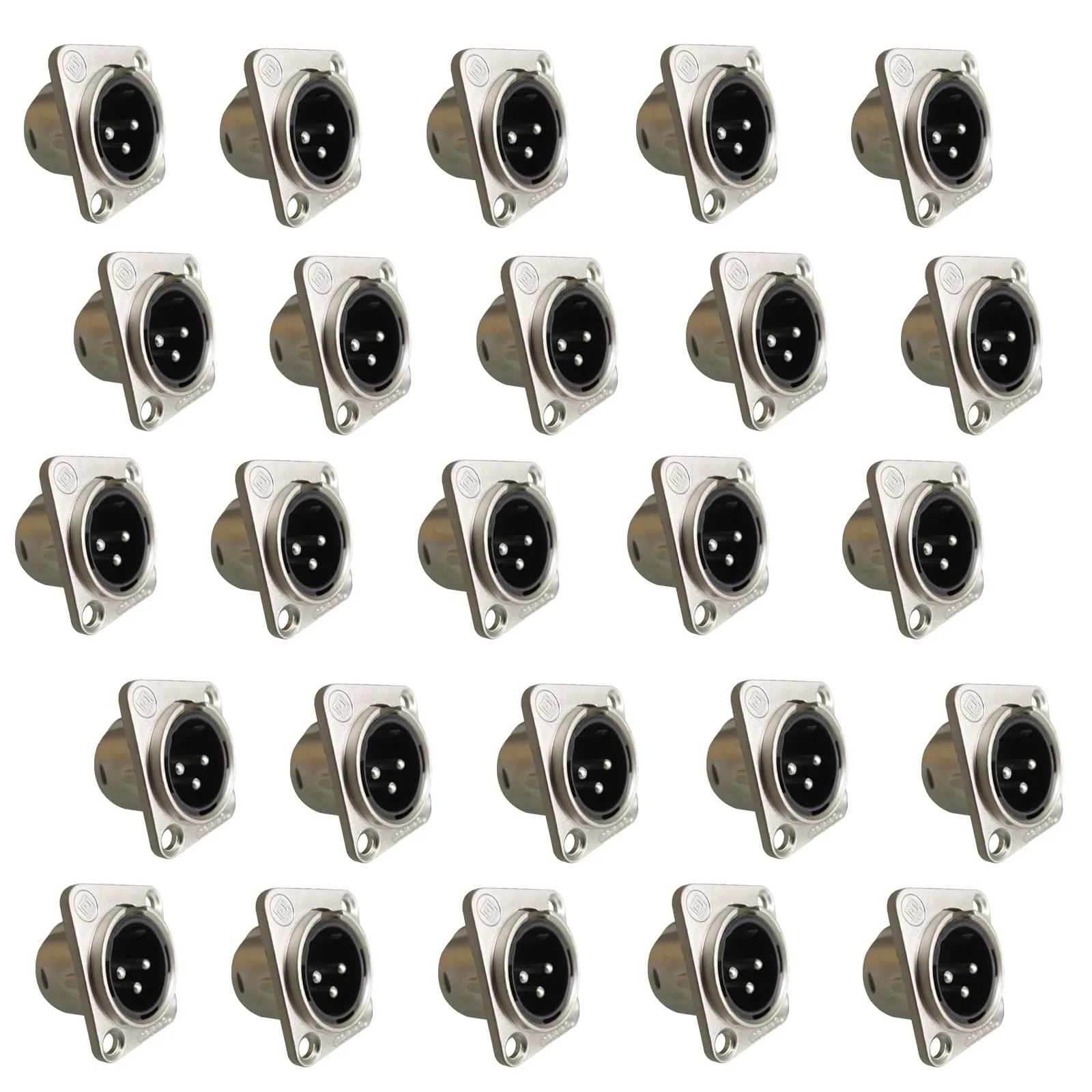 RIVIERA XLR Panel Chassis 3pin Male with Fine Chrome-Plated Metal Housing and Silver-Plated Contacts (25 Pack Silver Male) 25 Pack Male Silver - Image 9
