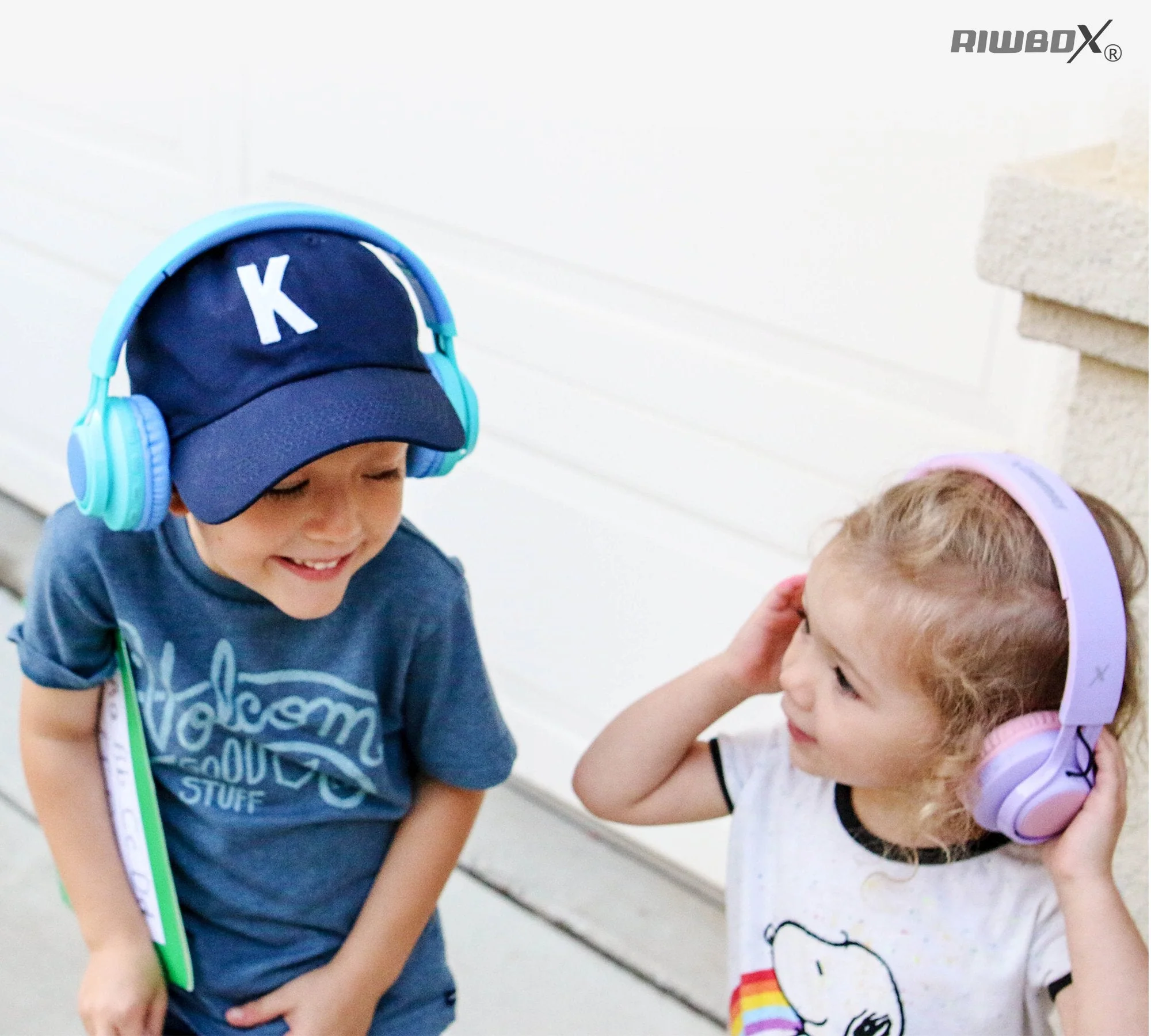 Riwbox WT-7S Kids Bluetooth Headphones Light Up, Foldable Stero Wireless Headset,with Microphone and Volume Control,Comfortable and Durable,for PC/Tablet/TV/Travel(Purple) Purple Adjustable to fit the head shape Minimalist - Image 6