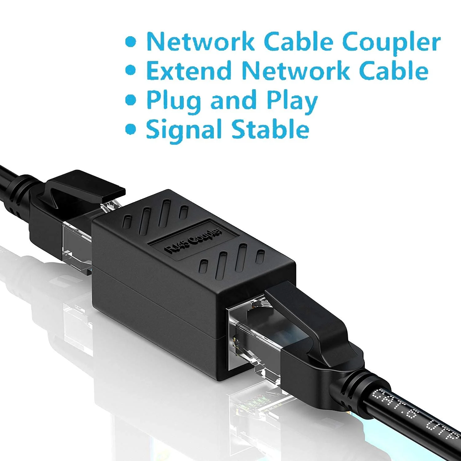 RJ45 Coupler，Ethernet Coupler, in Line Coupler for Cat7/Cat6/Cat5e/Cat5 Ethernet Cable Extender Adapter Female to Female (6 Pack Black) RJ45 6 pack - Image 2