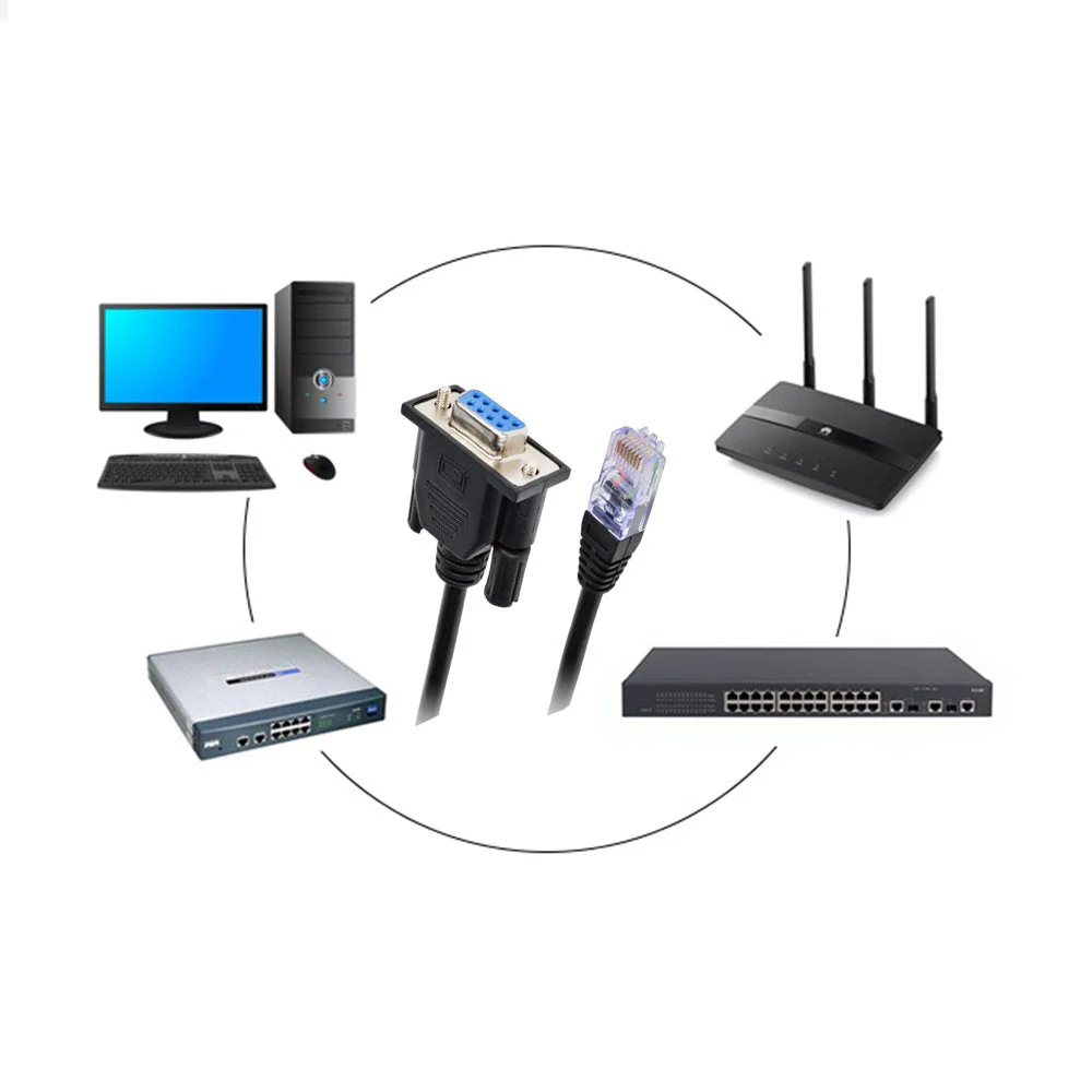 RJ45 to RS232, DB9 9-Pin Serial Port Female to RJ45 Female Cat5 Ethernet LAN Console 9.8Ft - Image 5
