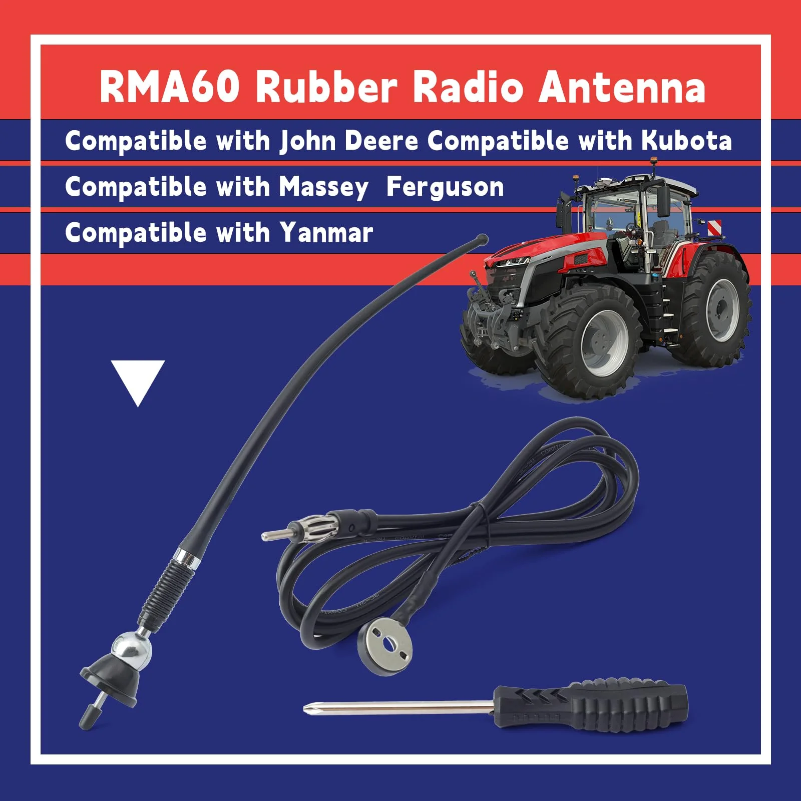 RMA60 Rubber Radio Antenna Replacement for John Deere for Kubota for Massey Ferguson for Yanmar Tractor - Image 2