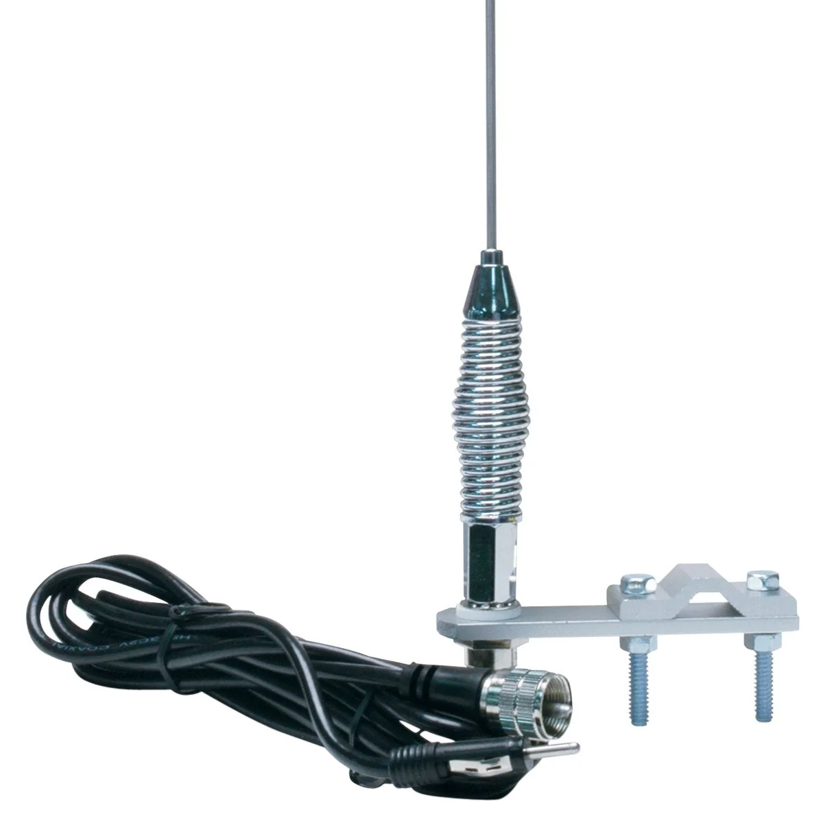 RoadPro (RP-557) 28" AM/FM Mirror Mount Stainless Steel Antenna Kit with 2" Shock Spring - Image 4