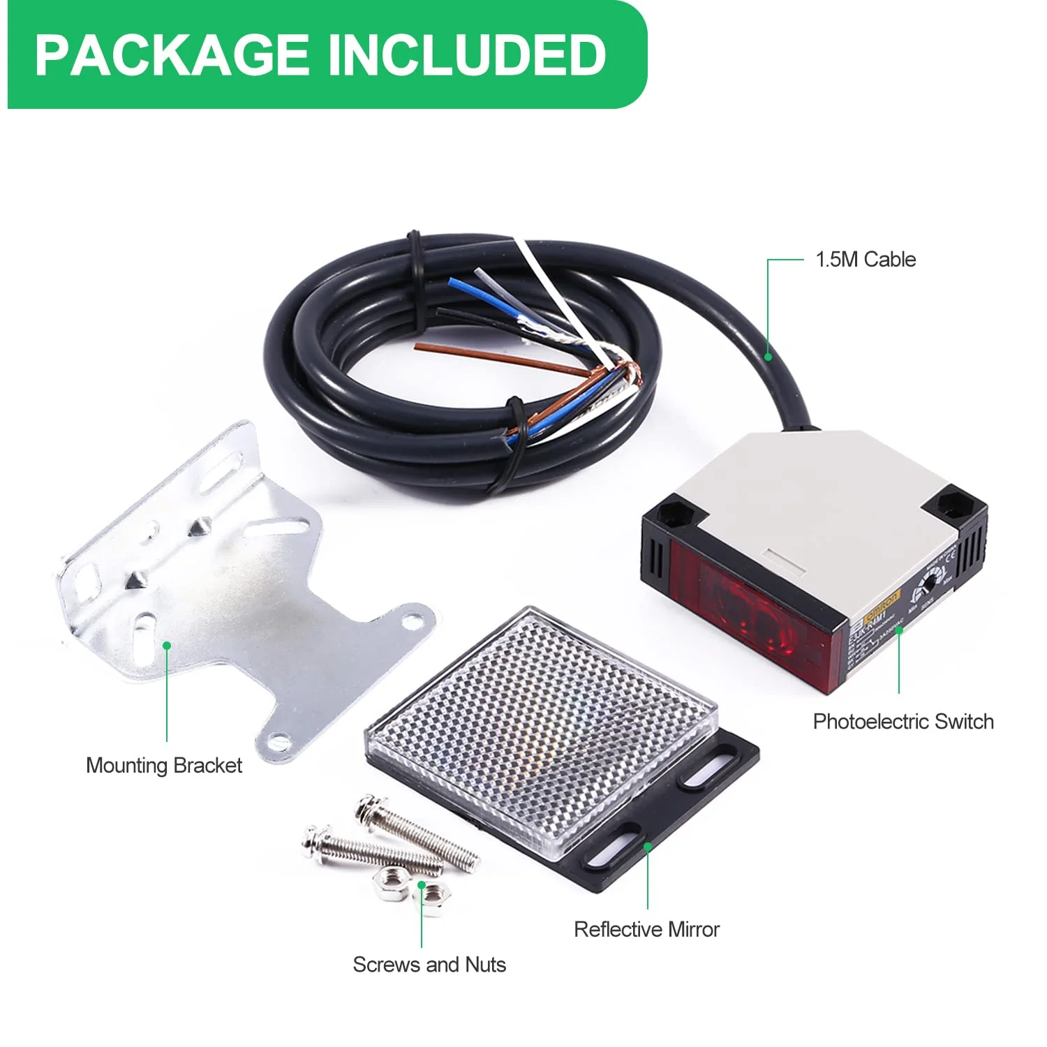 Roberee Reflection Light Barrier, E3JK-R4M1 Reflection Photoelectric Sensor AC 90-250V 3A Photoelectric Switch for Automatic Garage Door Alarm Sensor DIY Sensor Stair Light - Image 4