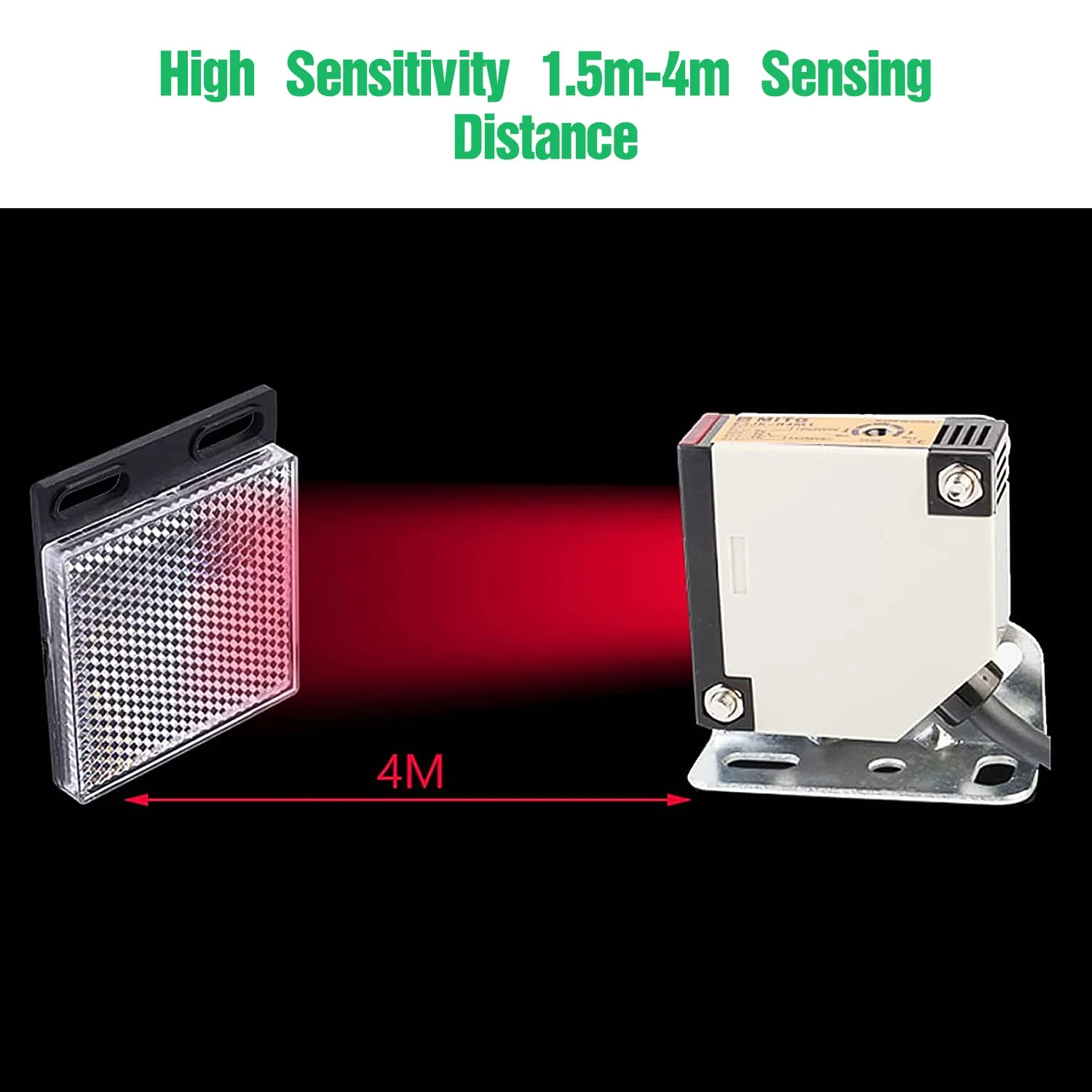 Roberee Reflection Light Barrier, E3JK-R4M1 Reflection Photoelectric Sensor AC 90-250V 3A Photoelectric Switch for Automatic Garage Door Alarm Sensor DIY Sensor Stair Light - Image 7