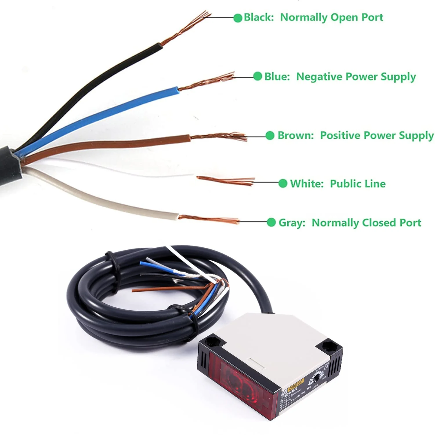 Roberee Reflection Light Barrier, E3JK-R4M1 Reflection Photoelectric Sensor AC 90-250V 3A Photoelectric Switch for Automatic Garage Door Alarm Sensor DIY Sensor Stair Light - Image 8