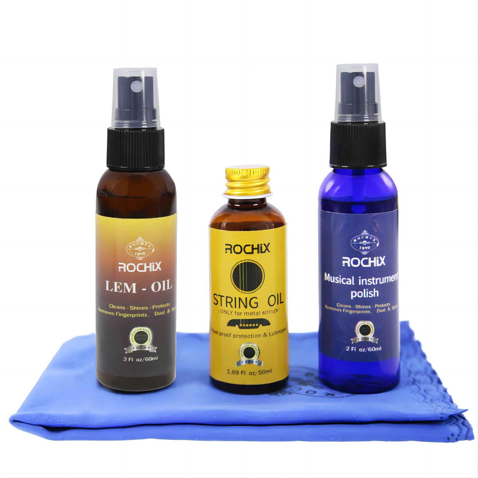 Rochix Premium Guitar Cleaning Care Kit 3-Piece Kit - Guitar Oil and Cleaner for Body and Fretboard Fingerboard - Cleans,Polishes and Protects - Image 2