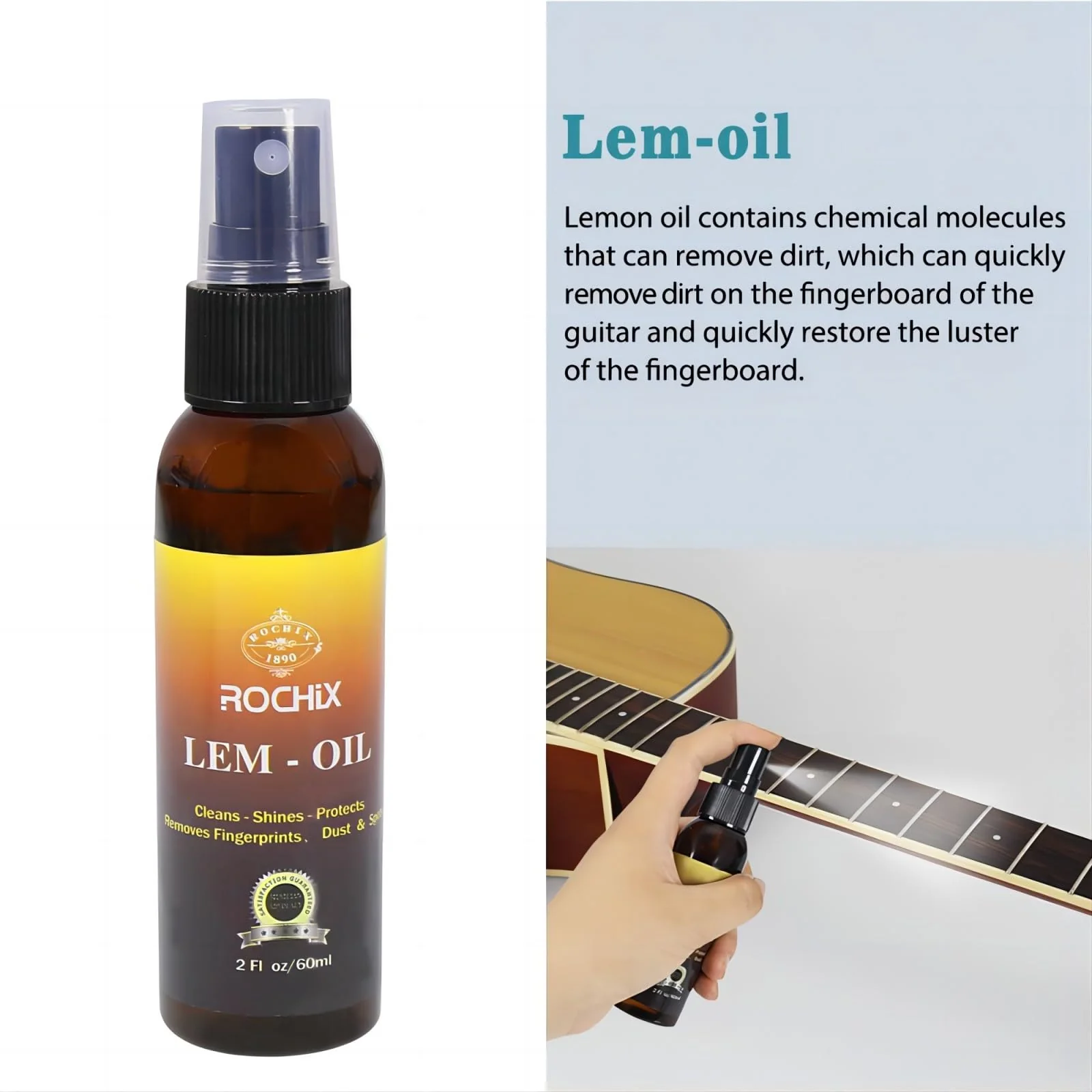 Rochix Premium Guitar Cleaning Care Kit 3-Piece Kit - Guitar Oil and Cleaner for Body and Fretboard Fingerboard - Cleans,Polishes and Protects - Image 3