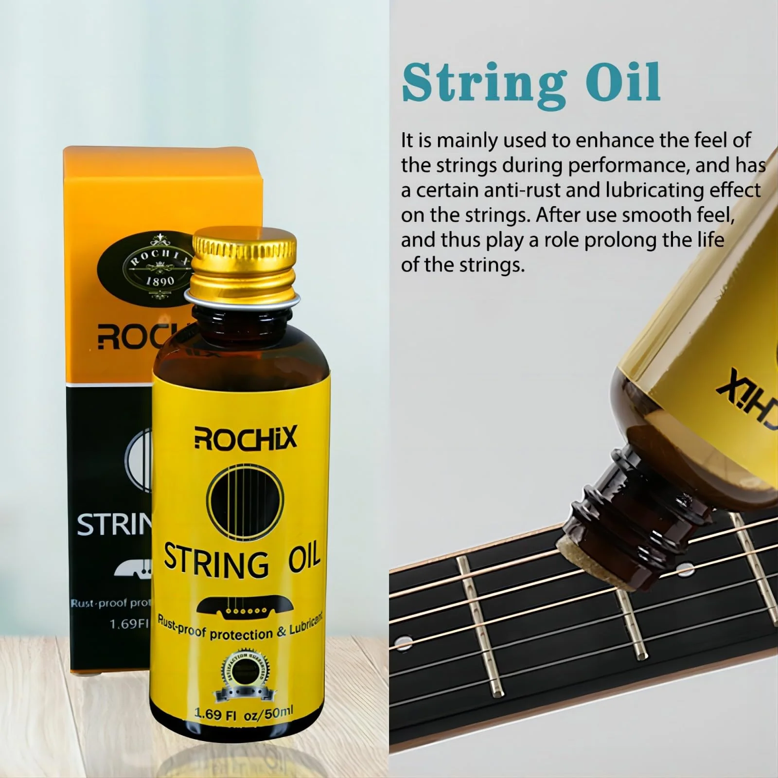 Rochix Premium Guitar Cleaning Care Kit 3-Piece Kit - Guitar Oil and Cleaner for Body and Fretboard Fingerboard - Cleans,Polishes and Protects - Image 4