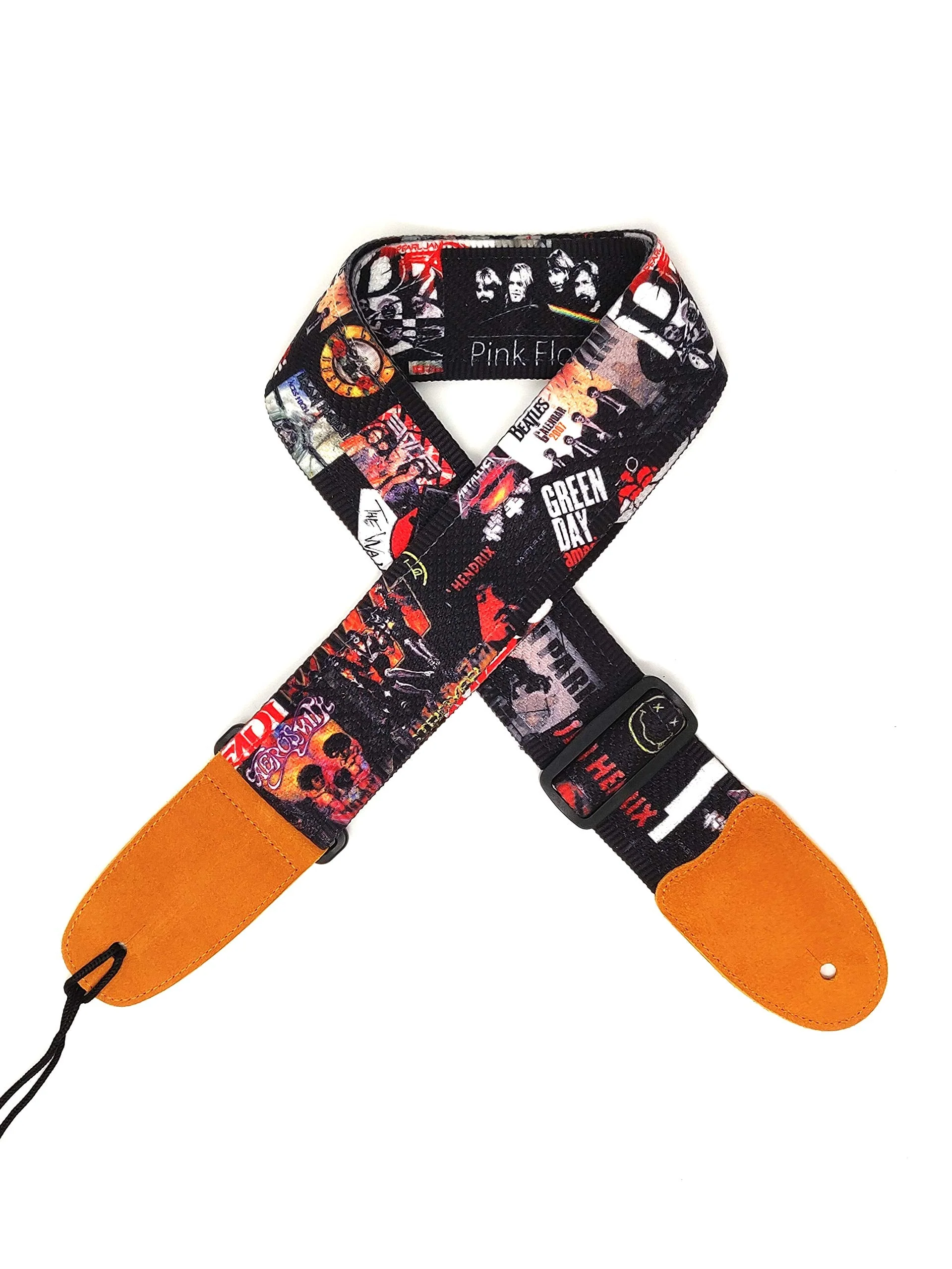 Rock Bands Cotton 2.3 Inches Wide Guitar Strap | 100% Cotton with genuine leather - Image 2