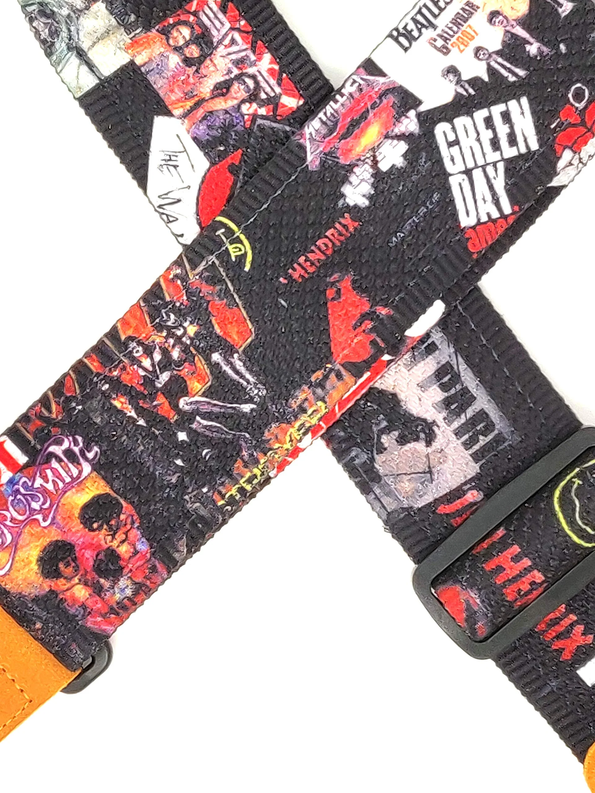 Rock Bands Cotton 2.3 Inches Wide Guitar Strap | 100% Cotton with genuine leather - Image 4