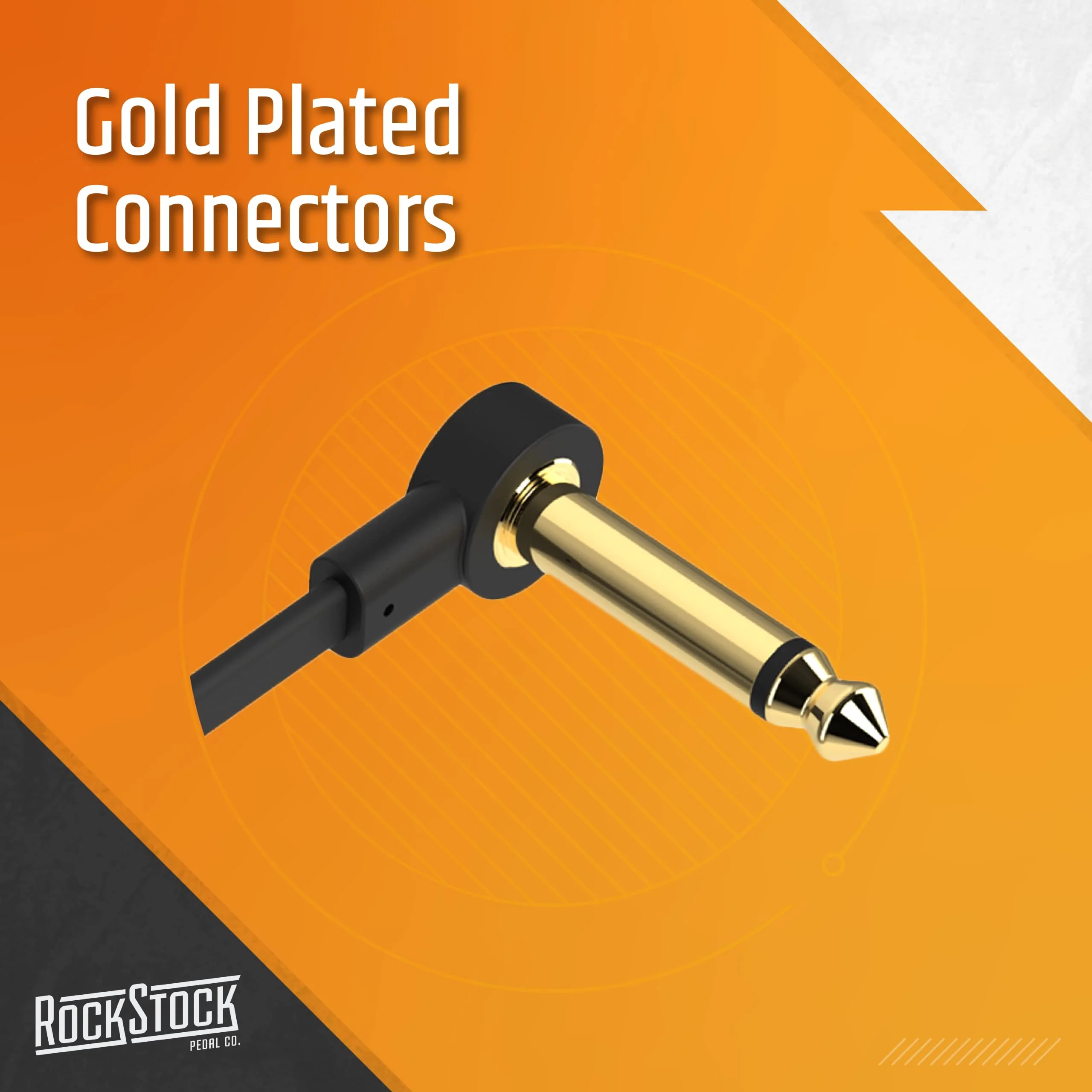 Rock Stock Guitar Flat Patch Cables (Pack of 3) - 6 Inch C-Shape Ultra-Thin Effect Guitar Pedal Patch Cables - Right-Angle, Black with Durable Gold Plated Connectors, Maximize Pedalboard Space 6 Inches - Image 5