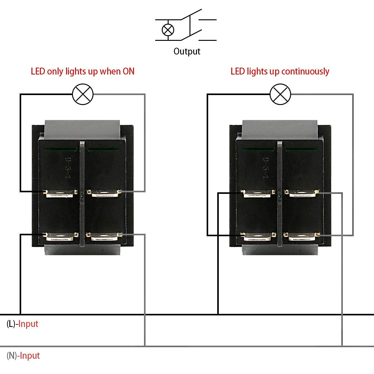 Rocker Switch ON-Off DPST 4 Terminals Red Light 16A 250VAC 2Pack 2 - Image 4