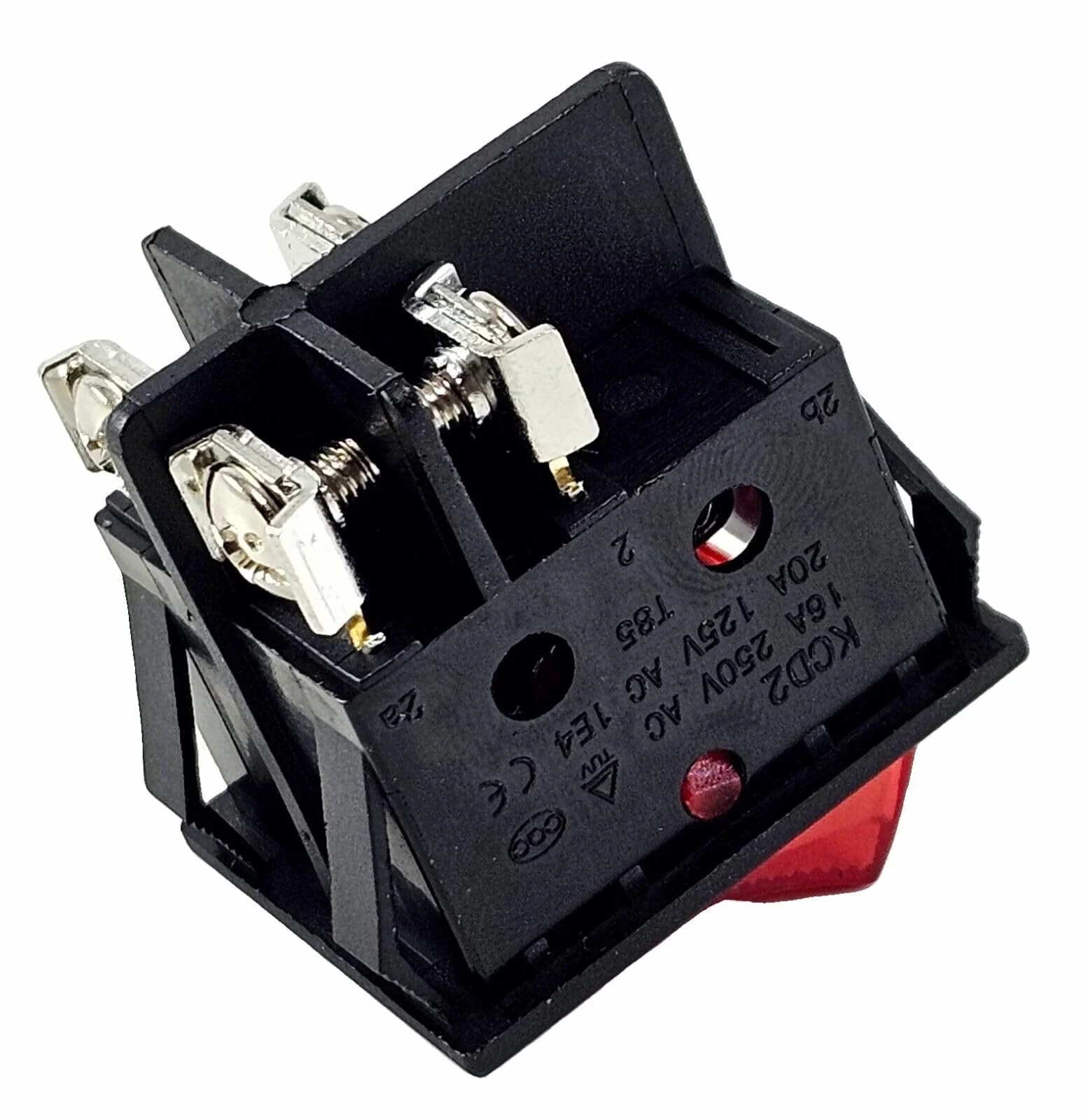 Rocker Switch Red with Screw Connection Device Switch 2-Pin (4pin) 16A 250~ Illuminated LED - Image 3