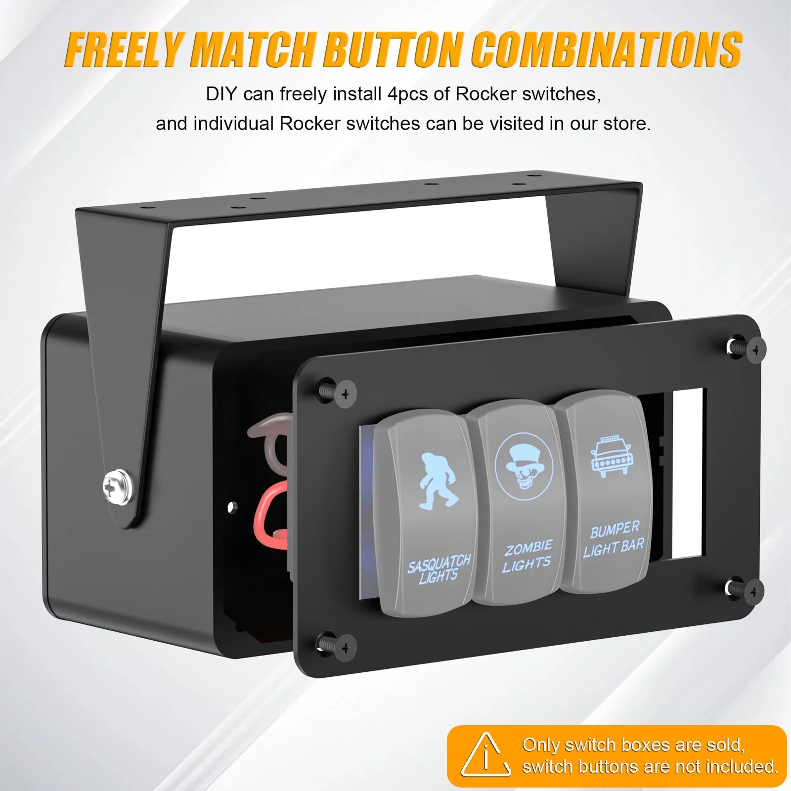 Rocker/Toggle Switch Box - 4 Gang Switches Installation housing for Pickup Truck Car UTV Off Road Marine… (Medium-4 Gang) Medium-4 Gang - Image 2