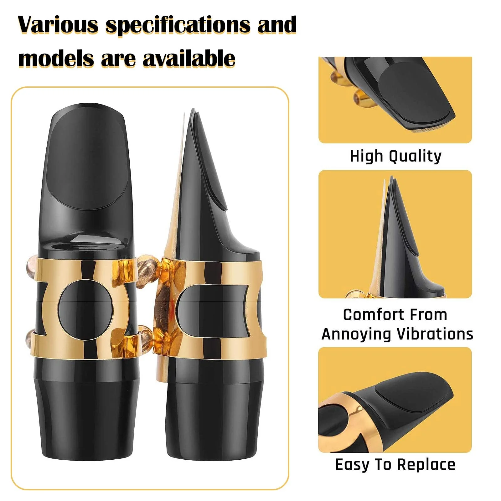Rockhouse Clarinet Mouthpiece Pad Patch Teeth Cushions Mouth Cover Sticker Accessories for Clarinet Alto Tenor Saxophone, 0.5mm Black, 10-pack clarinet 0.5mm - Image 5