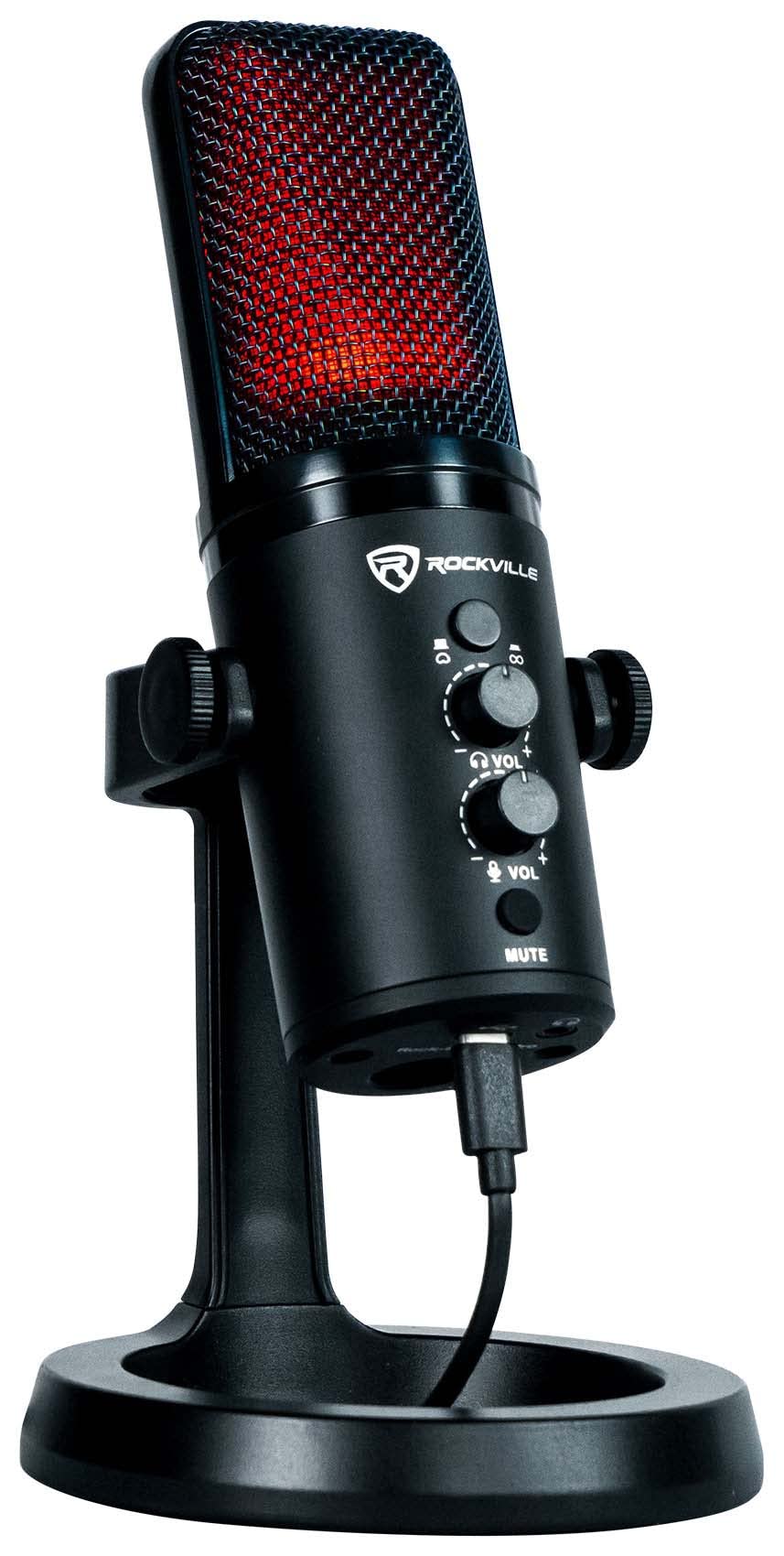 Rockville Rock-Stream PRO Dual Pattern USB Microphone, 24-Bit/192kHz, Cardioid/Bi-Directional, LED Clipping Indicator, Headphone Monitoring, for Gaming, Streaming, Podcasting - Image 2