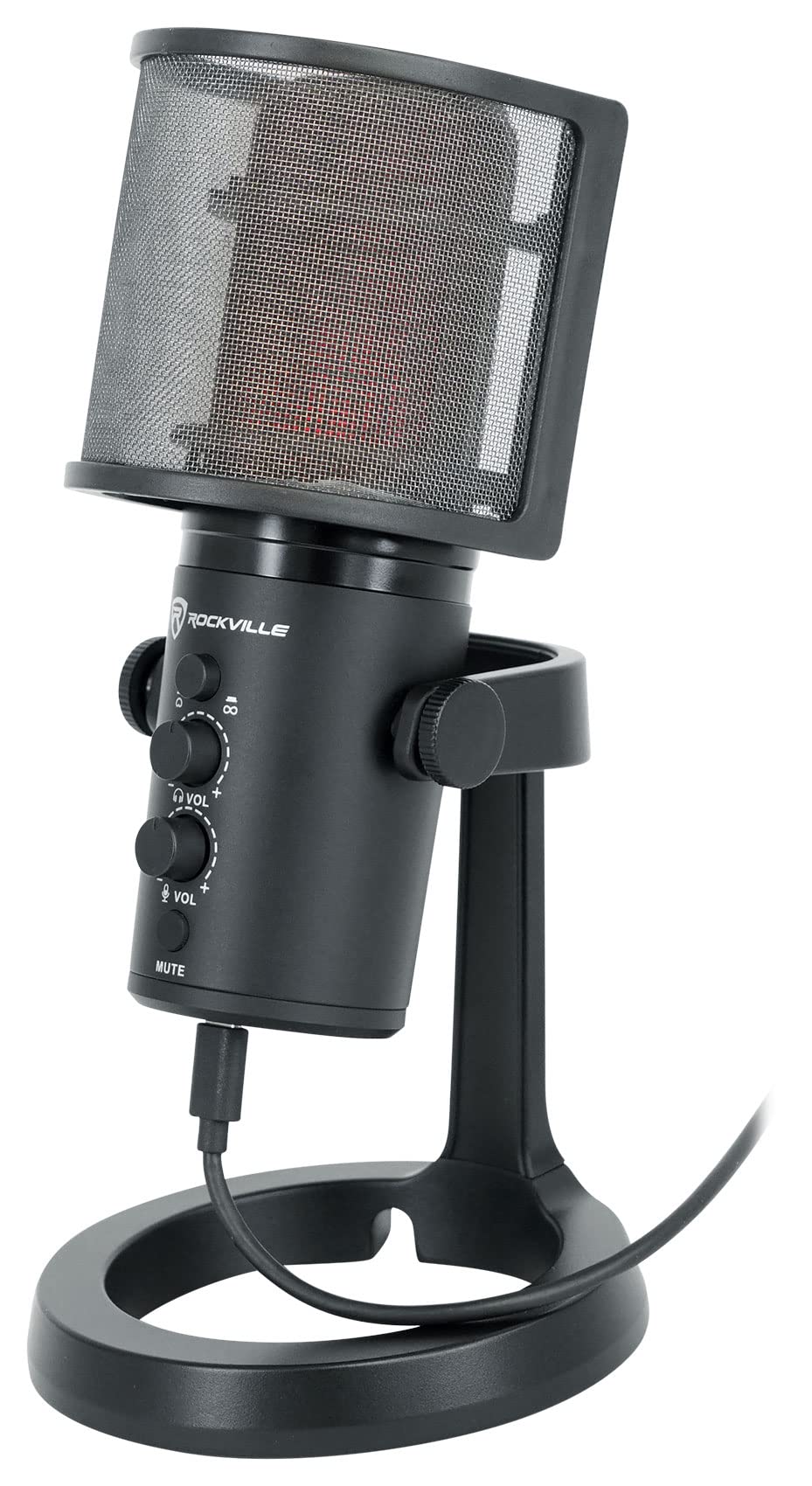 Rockville Rock-Stream PRO Dual Pattern USB Microphone, 24-Bit/192kHz, Cardioid/Bi-Directional, LED Clipping Indicator, Headphone Monitoring, for Gaming, Streaming, Podcasting - Image 9