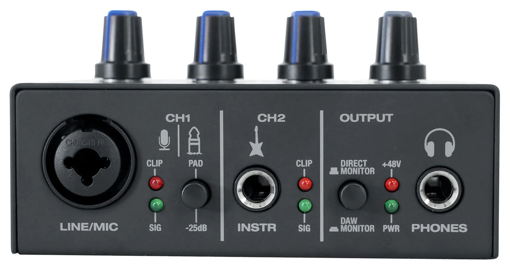 Rockville Rock-U MINI 2x2 USB Computer Recording Interface 24 Bit 192Khz Home Studio, Black - Image 4