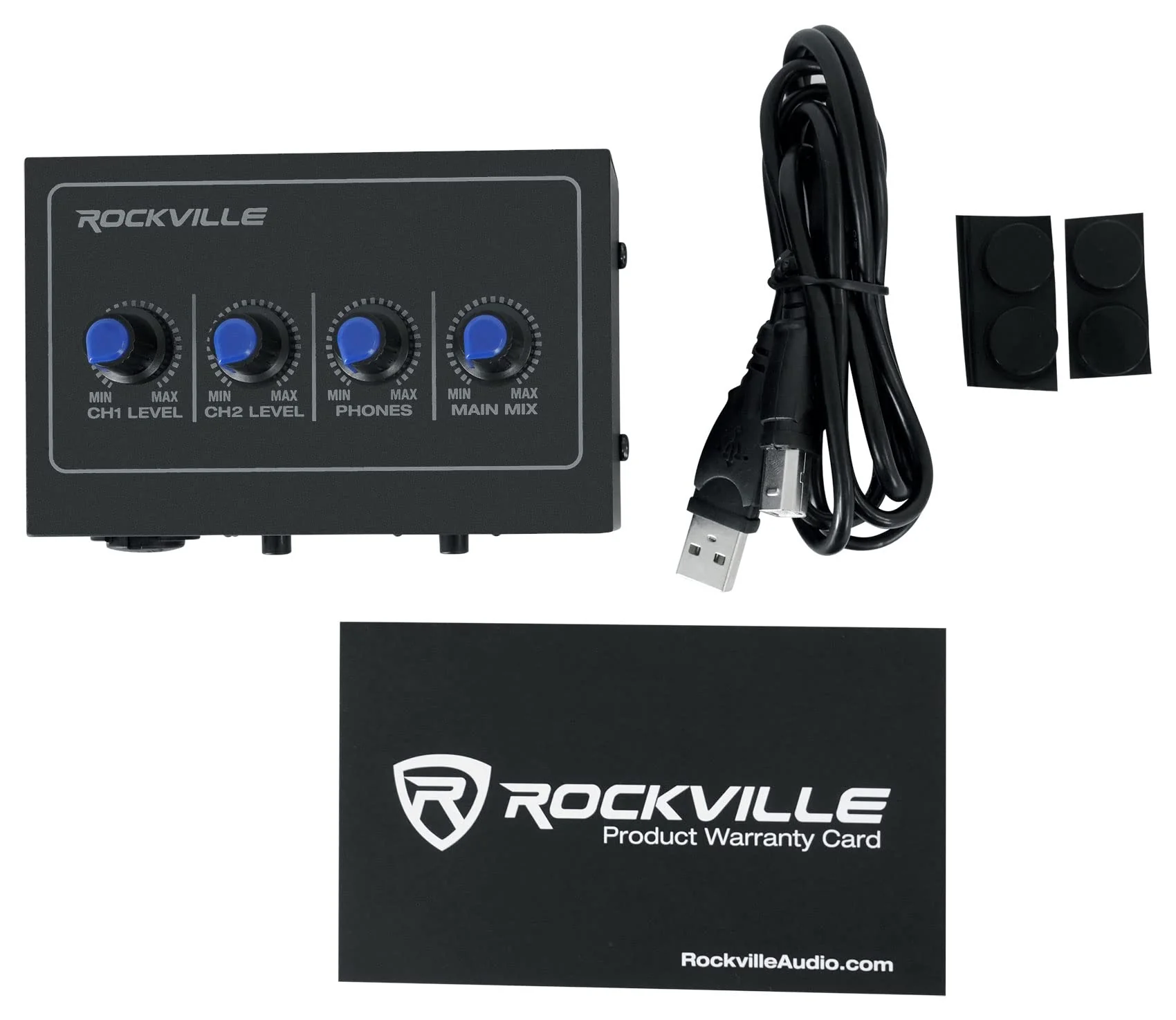 Rockville Rock-U MINI 2x2 USB Computer Recording Interface 24 Bit 192Khz Home Studio, Black - Image 7