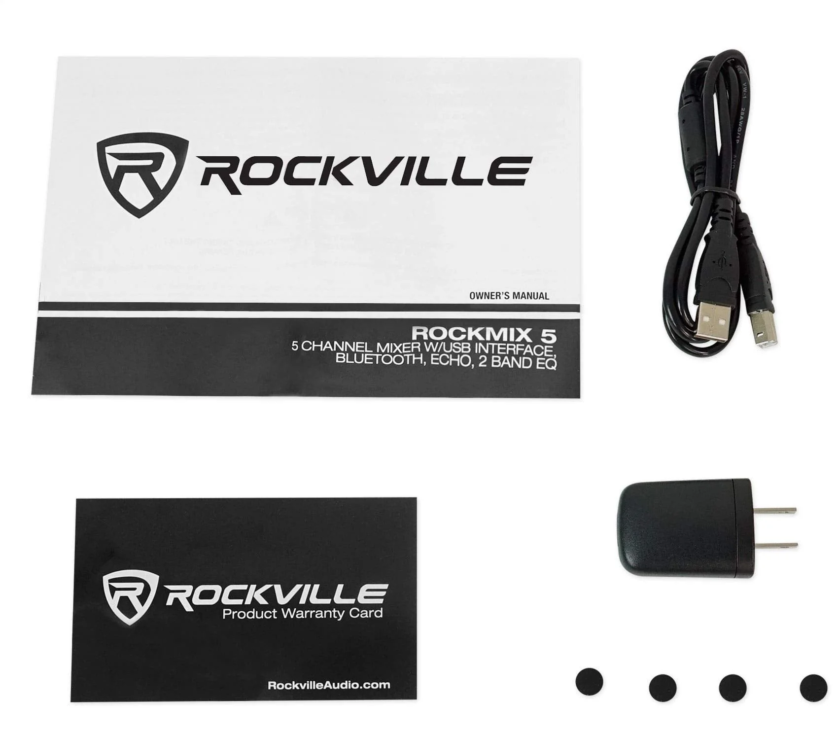 Rockville RockMix 5 Channel Pro Mixer w/USB Interface, Bluetooth, Echo, 2-Band EQ, Compact Design, Portable, for Podcasting and Live Music - Image 5