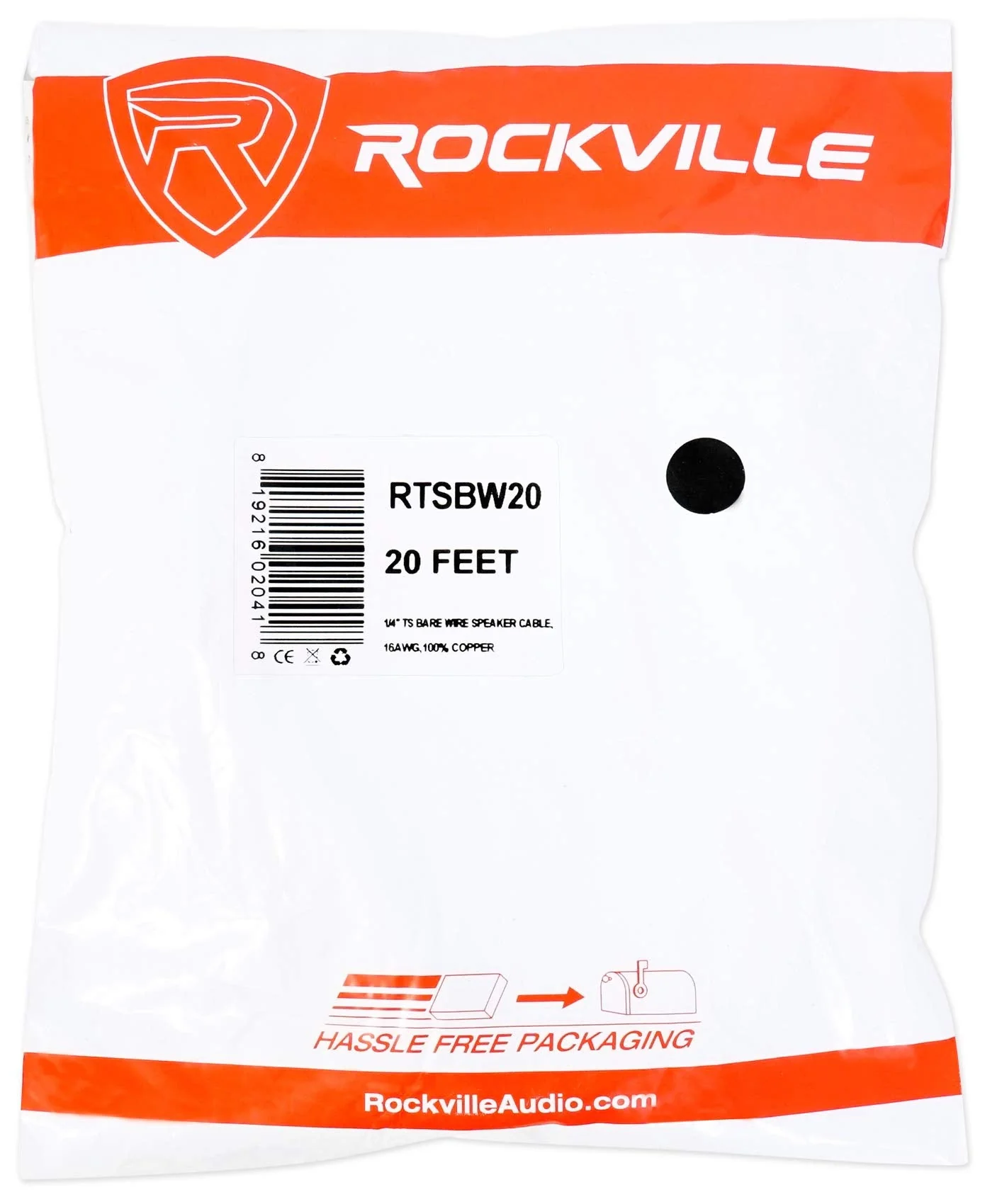 Rockville RTSBW20 16 AWG 1/4" TS to Bare Wire Speaker Cable, 20 Ft, 100% Copper, Durable PVC Jacket, Flexible Design, High-Performance Audio for Home Theater and Studio - Image 6