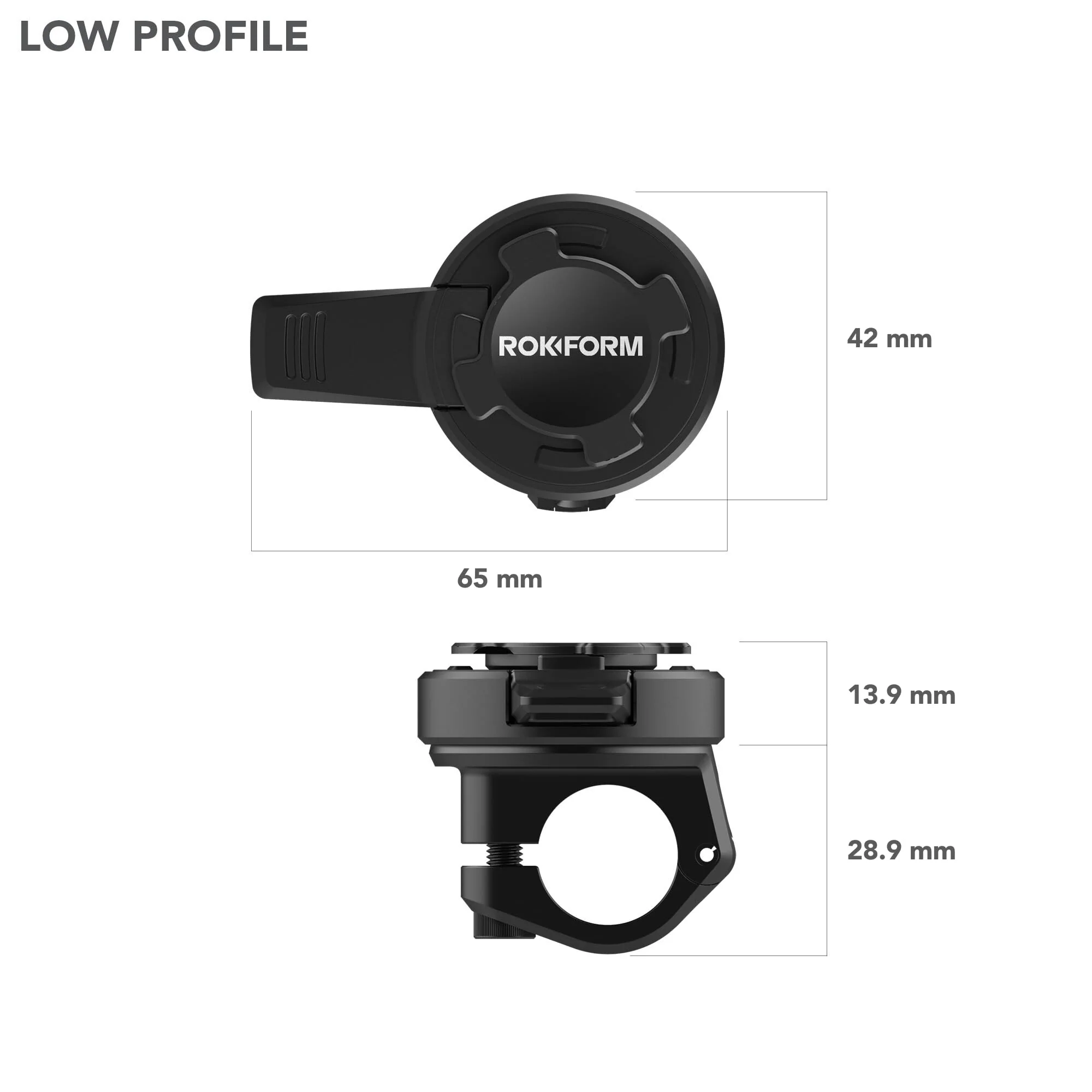 Rokform - Small Bar Mount, Scooter Mirror Mount, for 10mm - 16mm Handlebars, Designed Twist Lock iPhone, Galaxy, Pixel Cases or Universal Adapter (Black) Black - Image 7