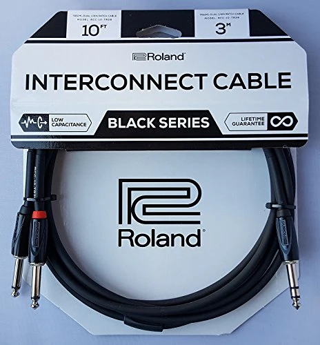 Roland Black Series 1/4-Inch TRS Male to Dual 1/4-Inch TS Male Insert/Splitter Cable - 10 Foot (RCC-10-TR28V2) 10 ft./3 m Single - Image 2