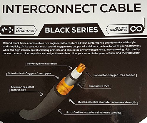 Roland Black Series 1/4-Inch TRS Male to Dual RCA Insert/Splitter Cable - 5 Foot (RCC-5-TR2RV2) 5 ft./1.5m - Image 3