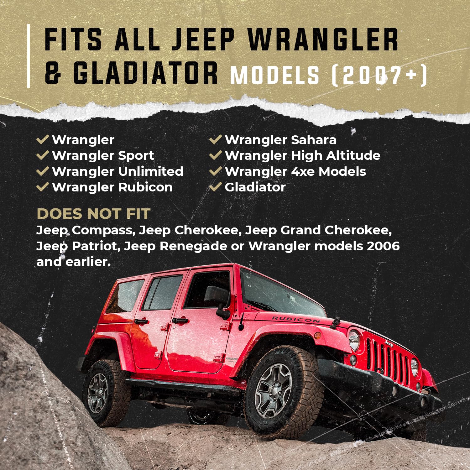 RONIN FACTORY - 50 Cal Bullet Antenna for Jeep Wrangler Gladiator Sahara Rubicon, Jeep Wrangler Accessories, Jeep Gladiator Accessories, Replacement Radio Antenna (2007-2023 JK JL) Jeep Bullet Antenna 2007-2023 (Standard) - Image 2