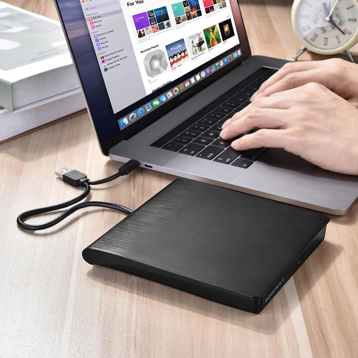 ROOFULL External CD/DVD Drive for Laptop, USB 3.0 & USB-C Portable CD/DVD-RW Player Reader Writer Burner, Optical Disc Drive for Windows 11/10 PC, Mac, MacBook & Linux Computer, Model ECD829-Y 2 In 1 - Image 7