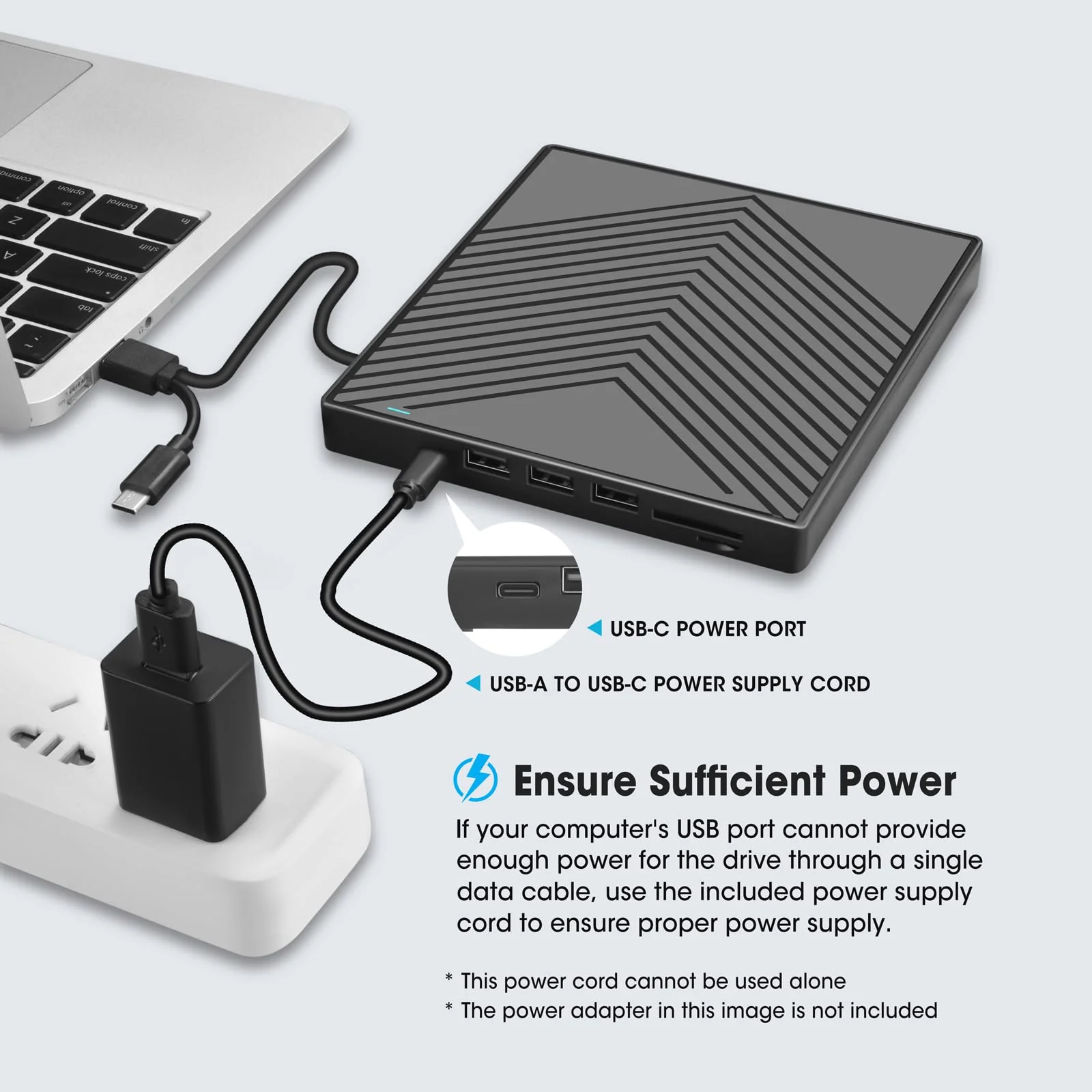 ROOFULL External CD DVD Drive Player Burner USB 3.0 & USB-C Portable CD/DVD-ROM +/-RW Optical Disk Drive with 4 USB Ports + 2 SD/TF Card Reader + Carrying Case for Laptop PC Windows Mac Linux Computer 8 In 1 Drive Ultra Slim with Carrying Case - Image 7