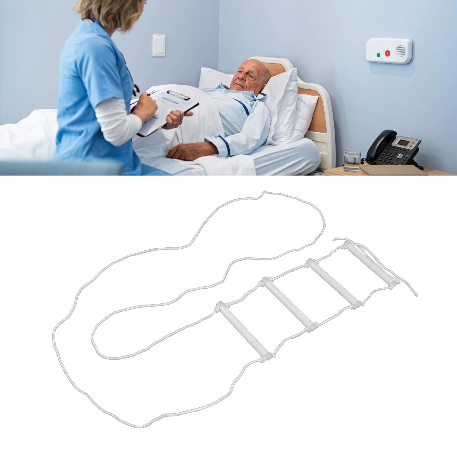 Rope Ladder, Bed Pull Ladder with Built-in Light, for Elderly, Disabled and Injured, Robust with Large Load Capacity, Easy to Install - Image 4