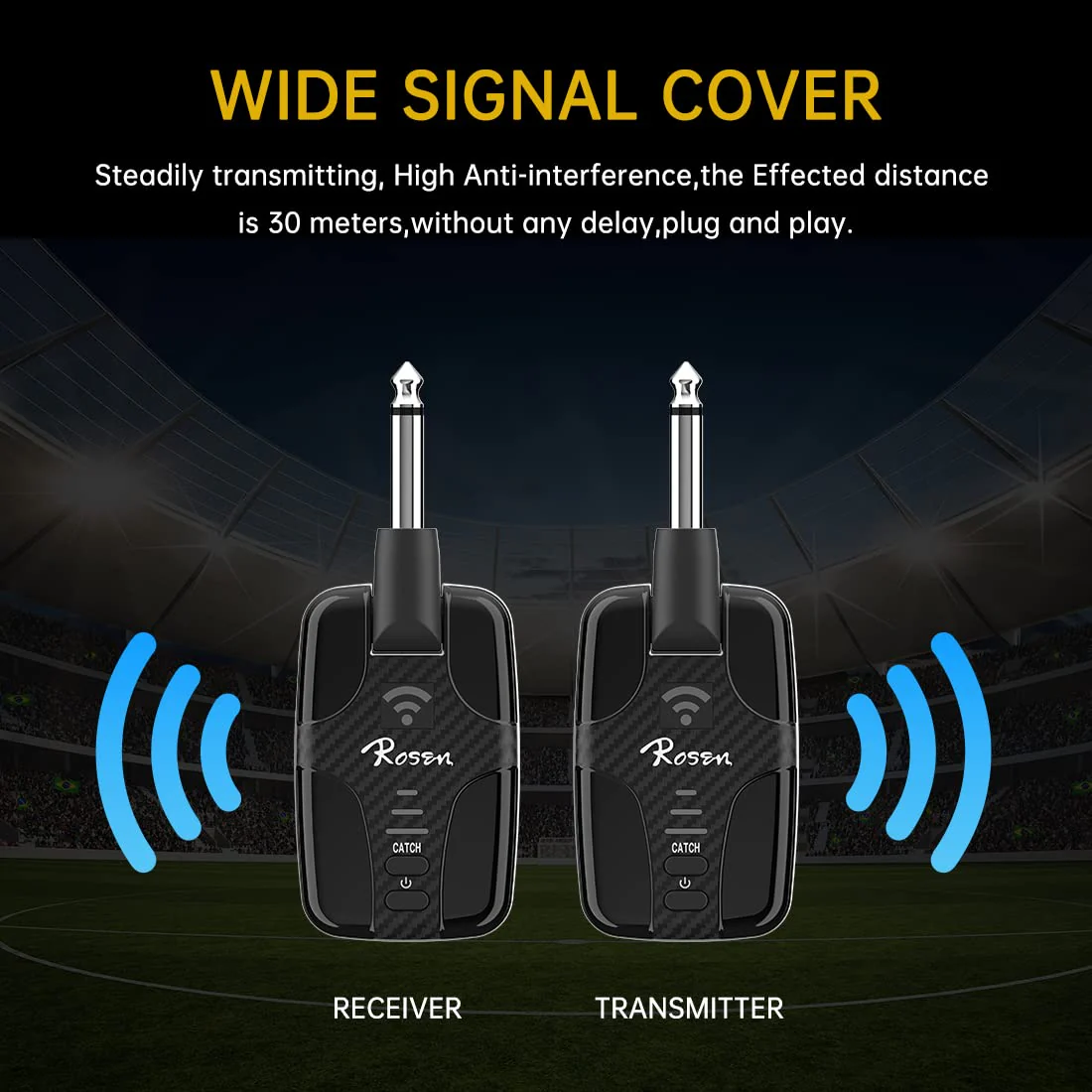 Rosen DC-81 Guitar Wireless System 2.4GHz Rechargeable Guitar Wireless Transmitter and Receiver for Electric Guitar Bass Violin Keyboard - Image 2
