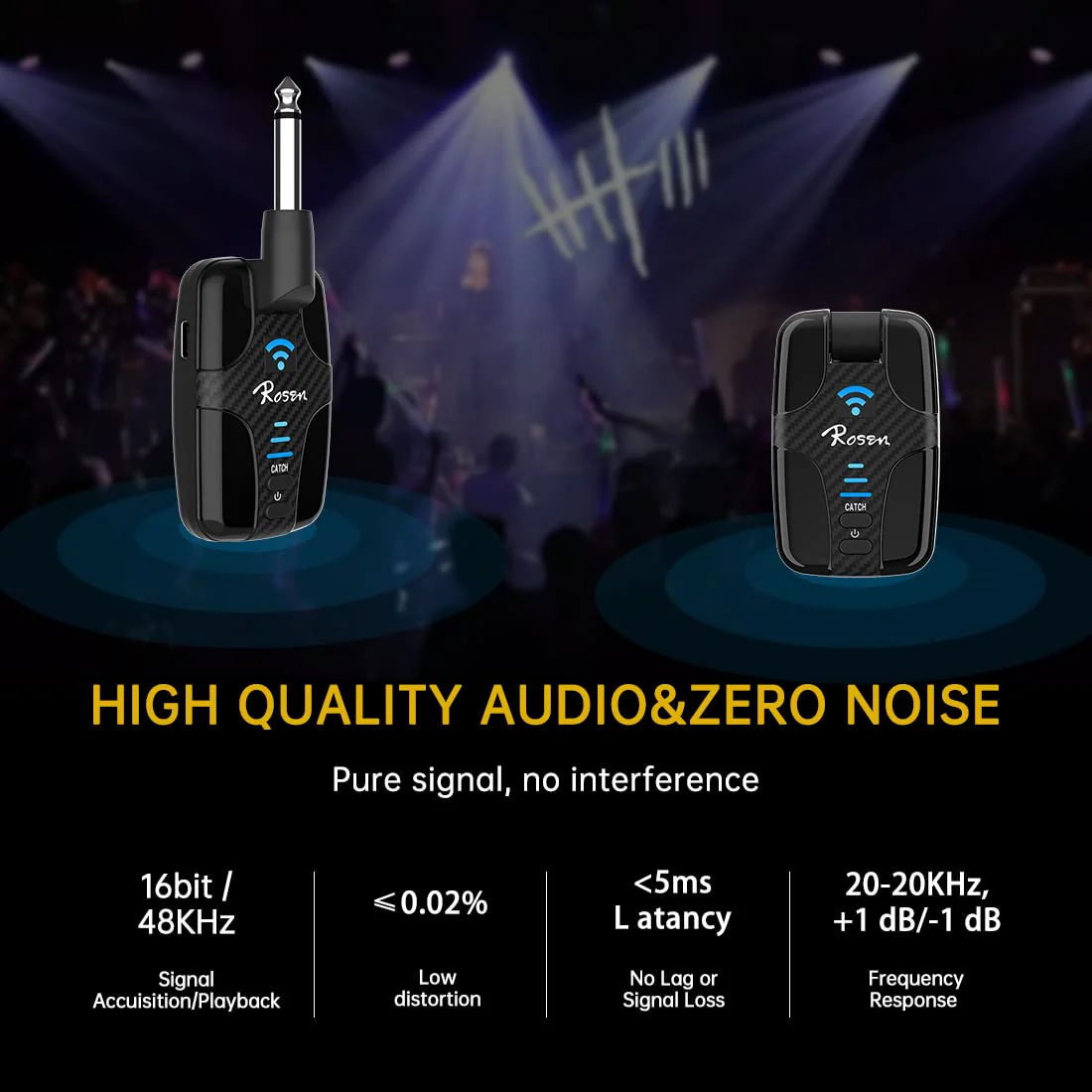 Rosen DC-81 Guitar Wireless System 2.4GHz Rechargeable Guitar Wireless Transmitter and Receiver for Electric Guitar Bass Violin Keyboard - Image 5